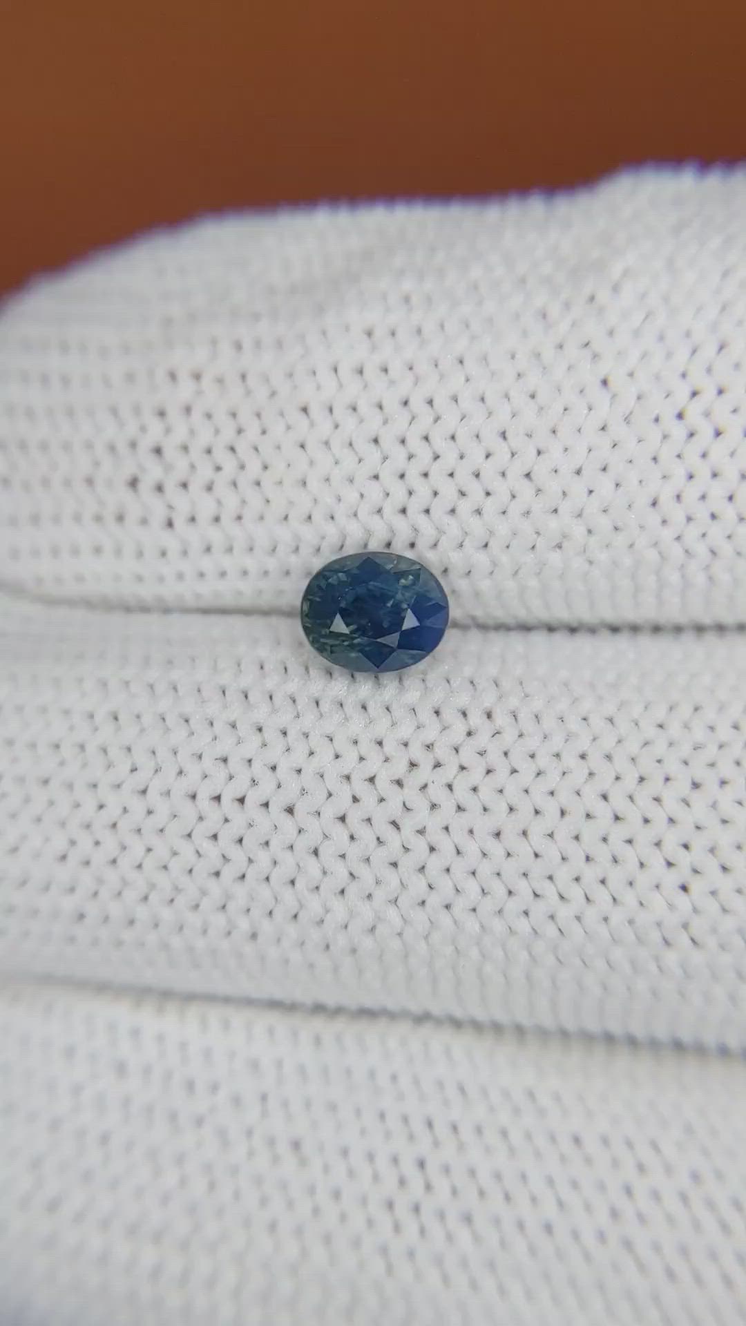 0.95 Ct. Greenish Blue Sapphire from Ceylon (Sri Lanka) Size Video