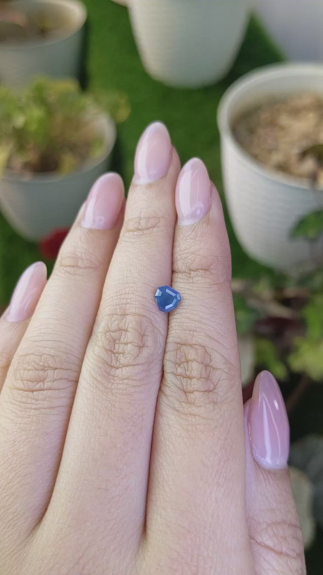 0.78 Ct. Greenish Blue Sapphire from Madagascar Size Video
