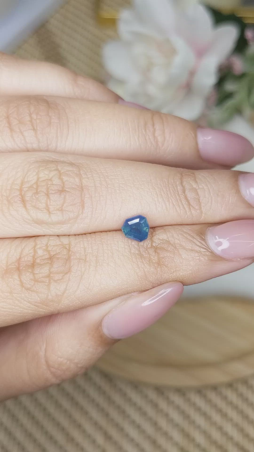 0.78 Ct. Greenish Blue Sapphire from Madagascar Size Video