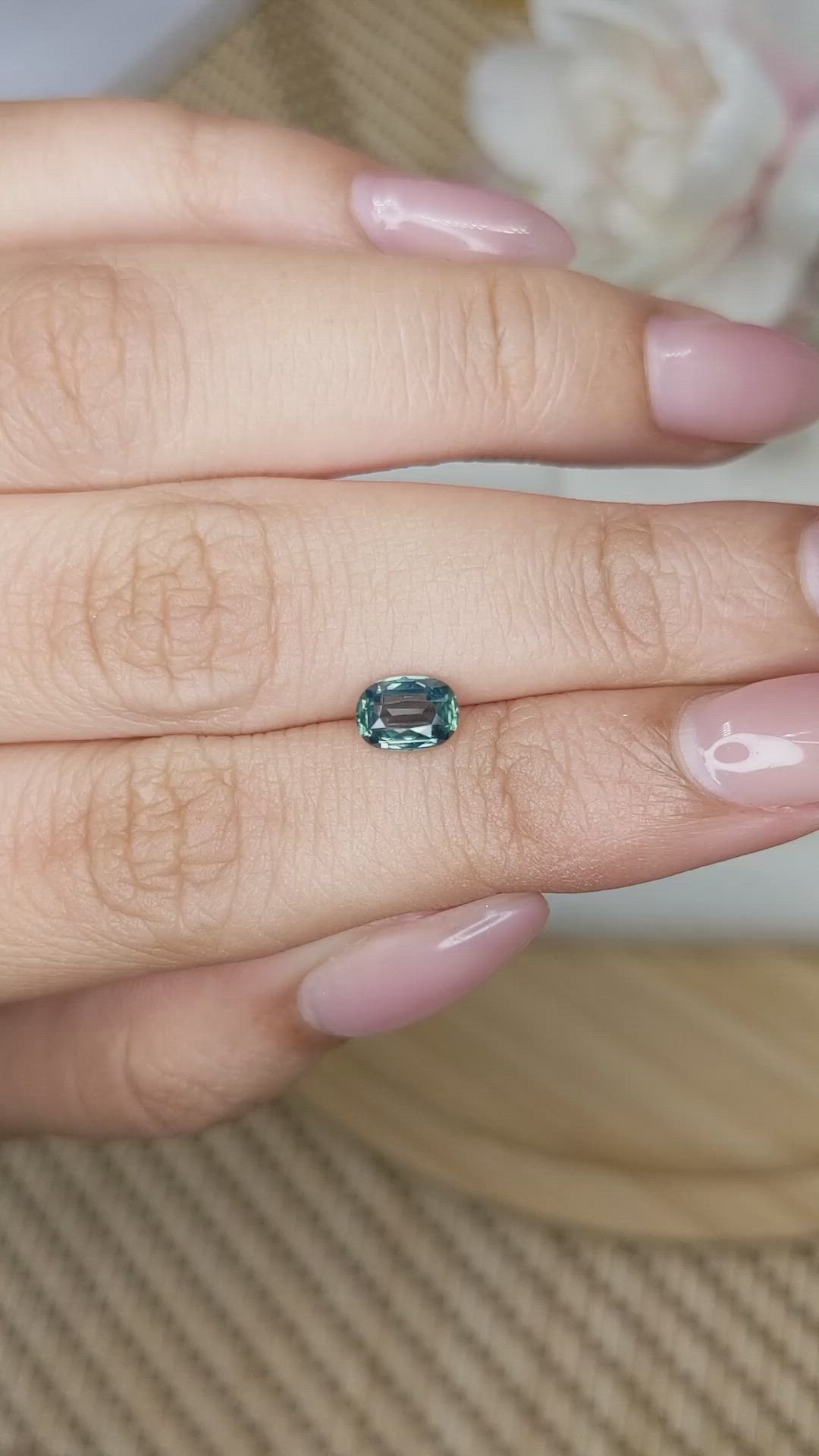 0.83 Ct. Greenish Blue Sapphire from Ceylon (Sri Lanka) Size Video