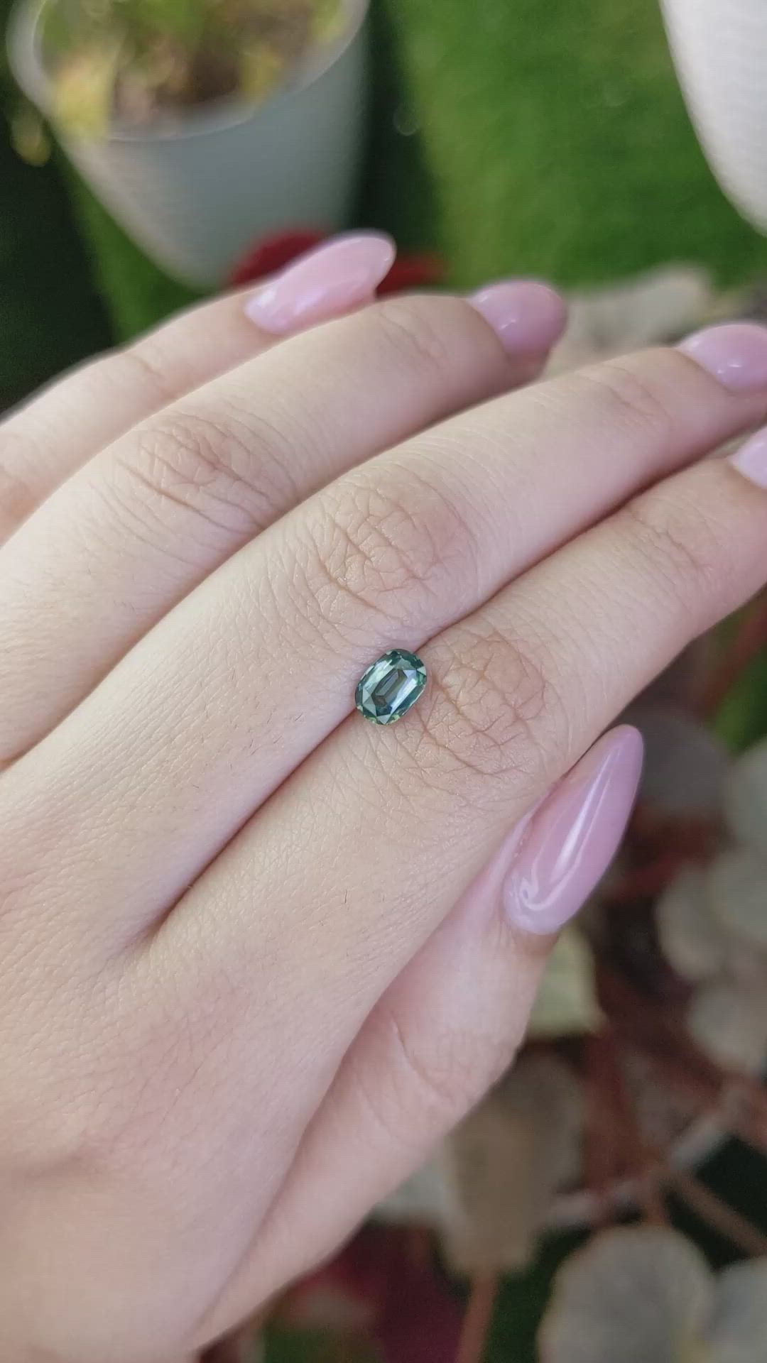 0.83 Ct. Greenish Blue Sapphire from Ceylon (Sri Lanka) Size Video