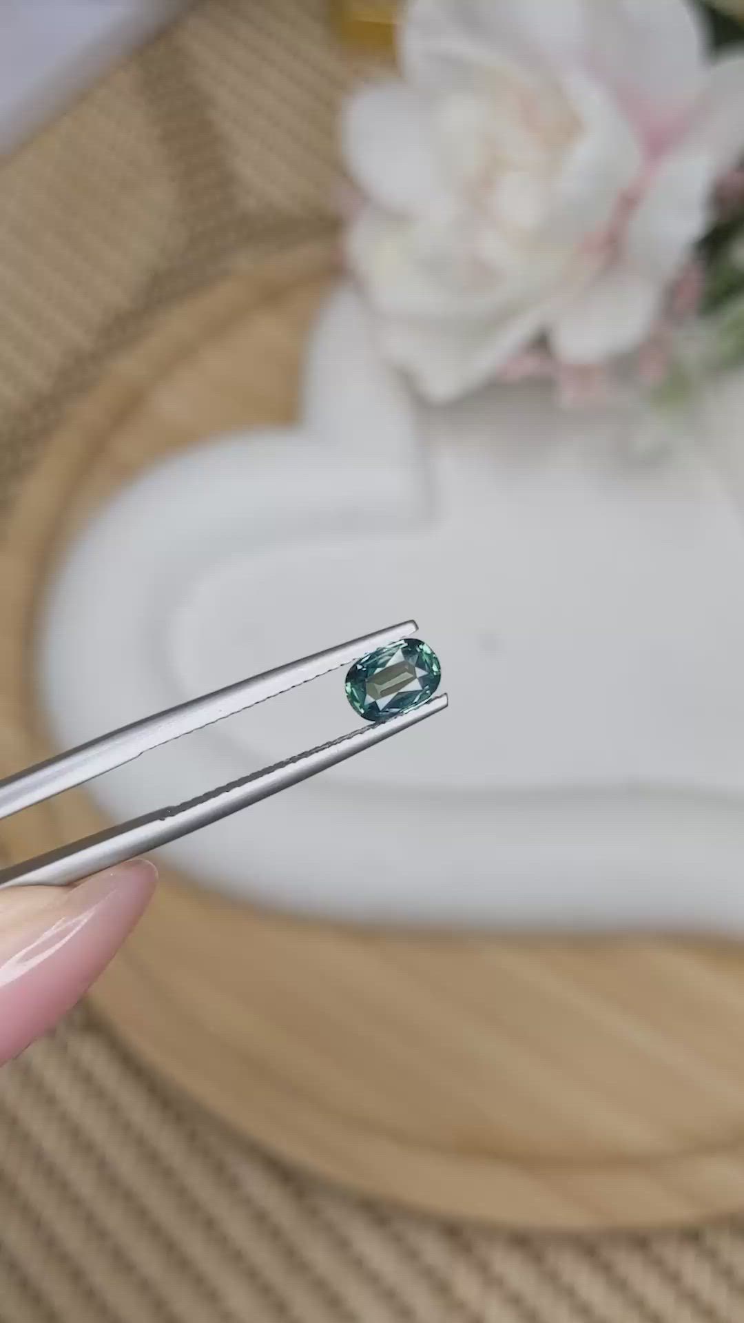 0.83 Ct. Greenish Blue Sapphire from Ceylon (Sri Lanka) Size Video