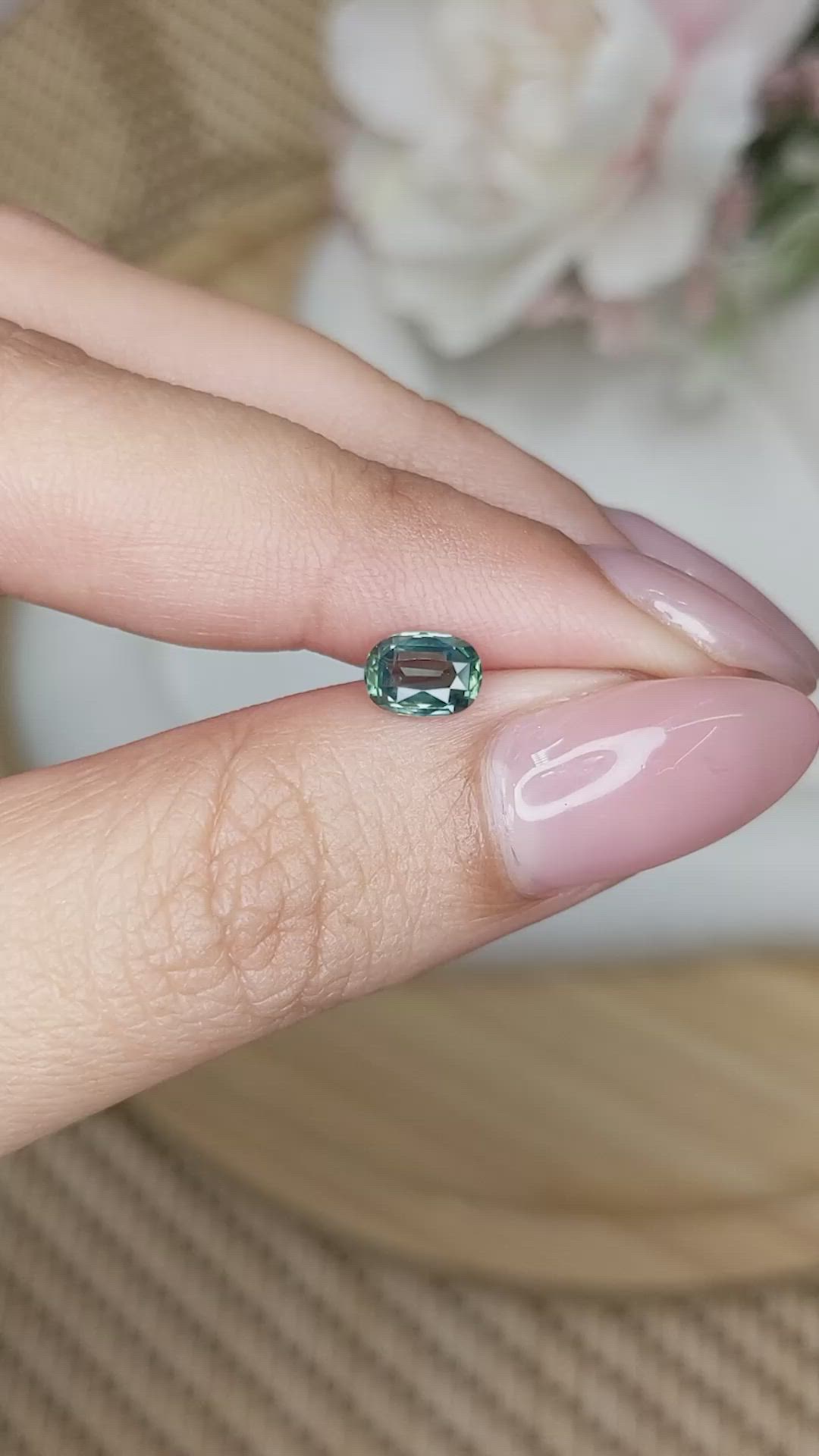 0.83 Ct. Greenish Blue Sapphire from Ceylon (Sri Lanka) Size Video