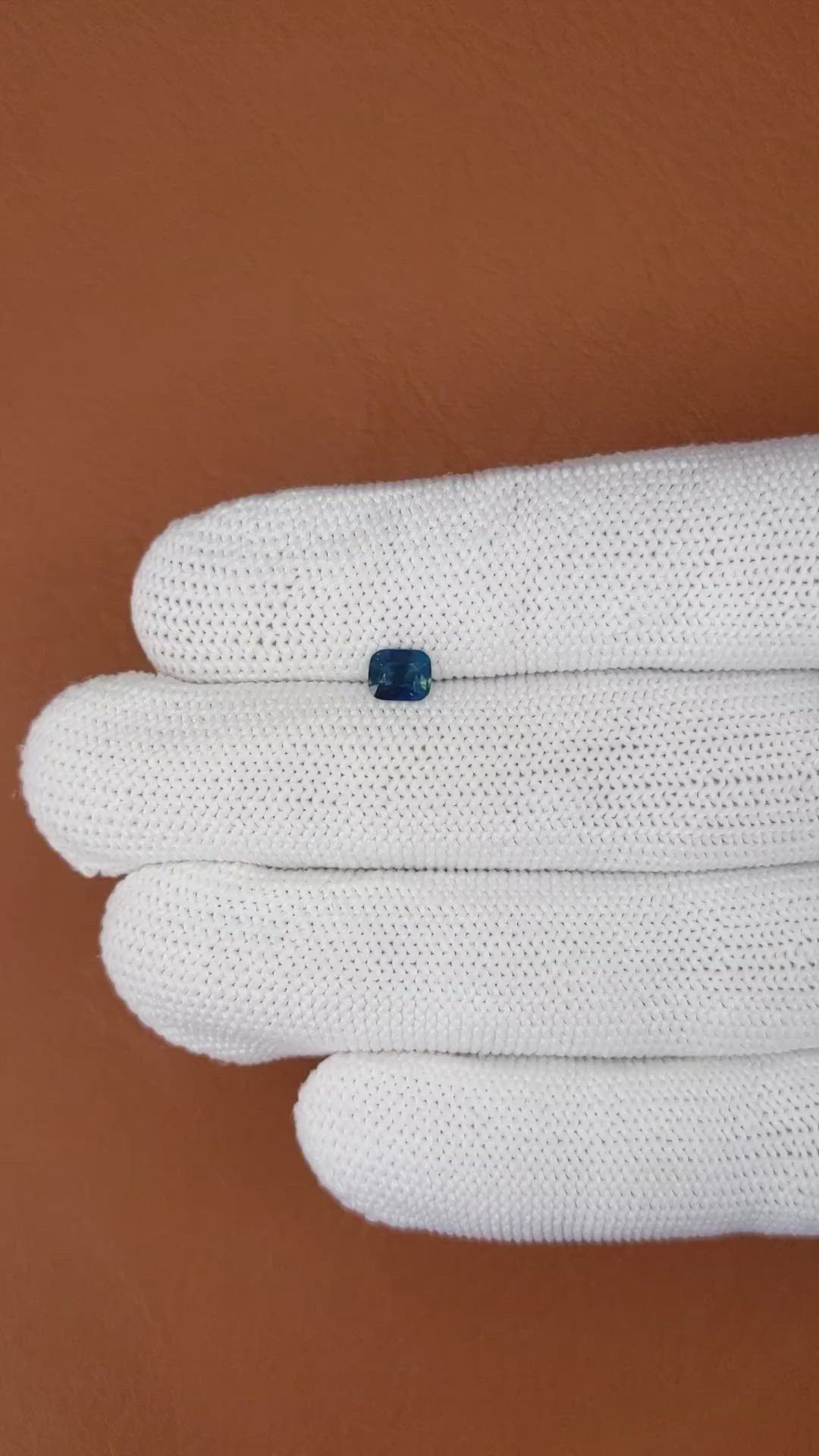 0.56 Ct. Greenish Blue Sapphire from Madagascar Size Video