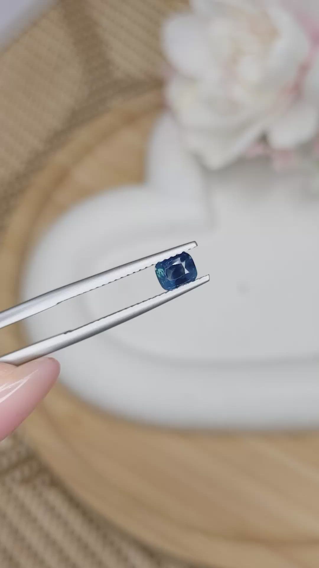 0.56 Ct. Greenish Blue Sapphire from Madagascar Size Video