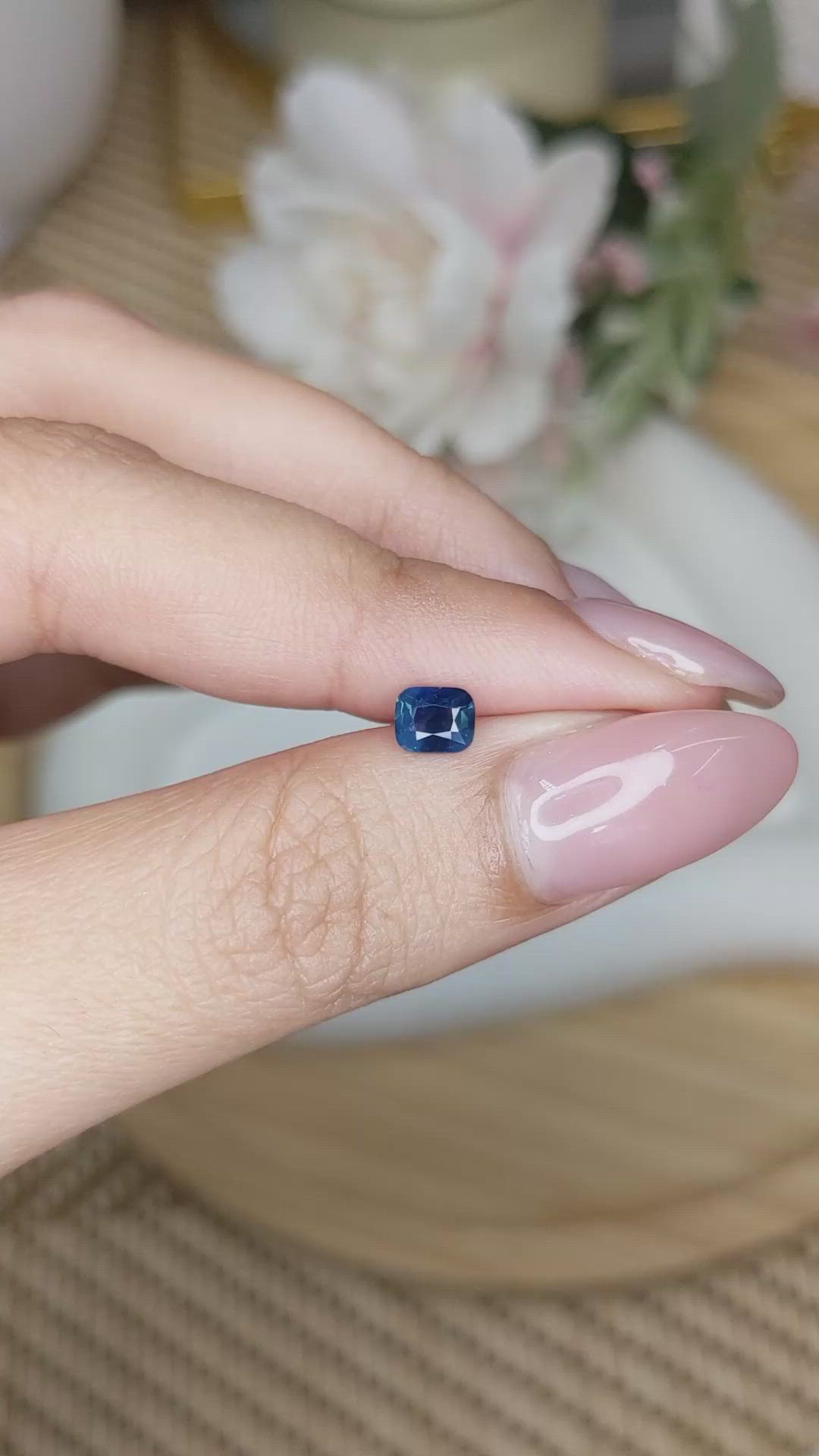 0.56 Ct. Greenish Blue Sapphire from Madagascar Size Video