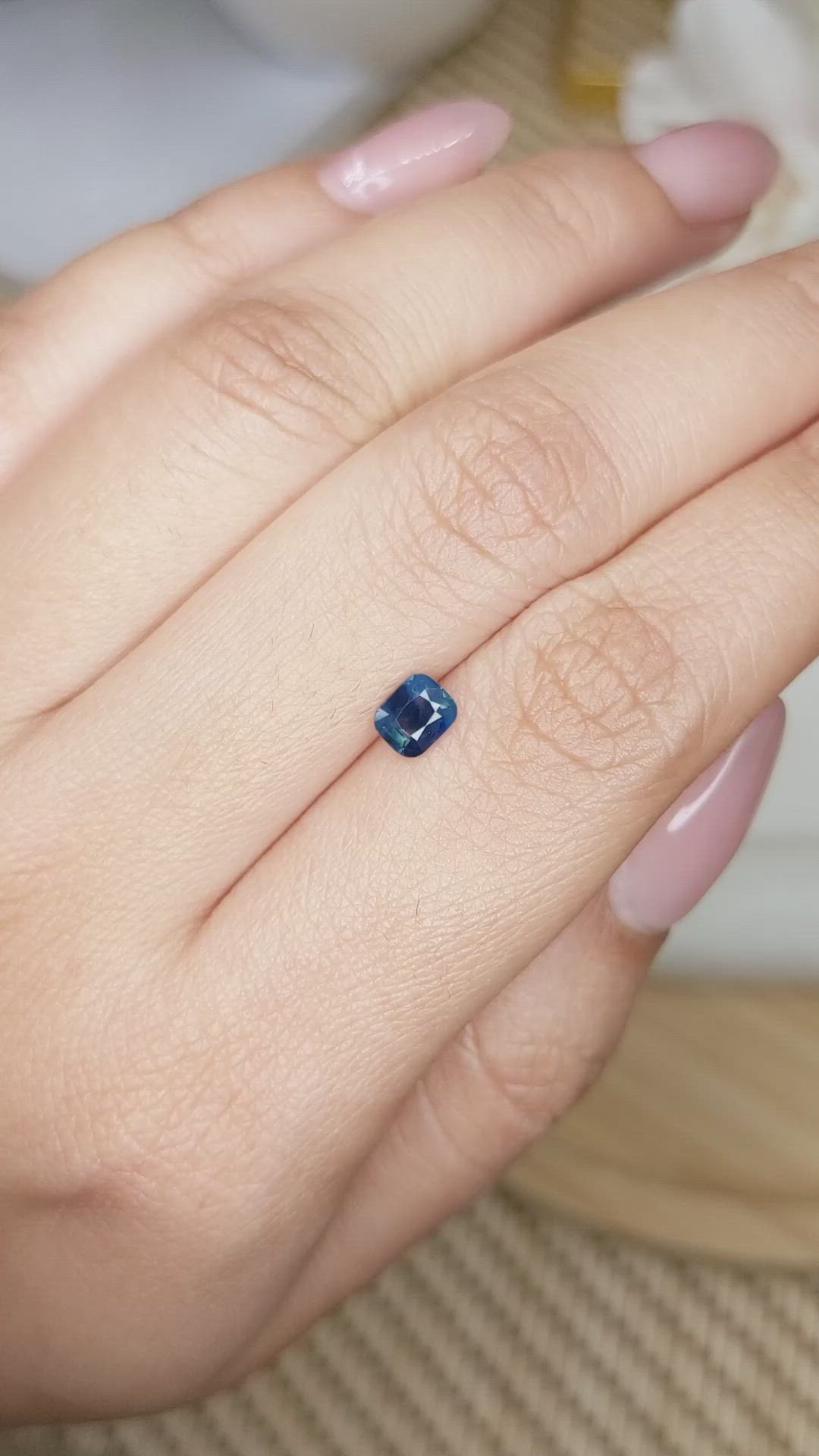 0.56 Ct. Greenish Blue Sapphire from Madagascar Size Video
