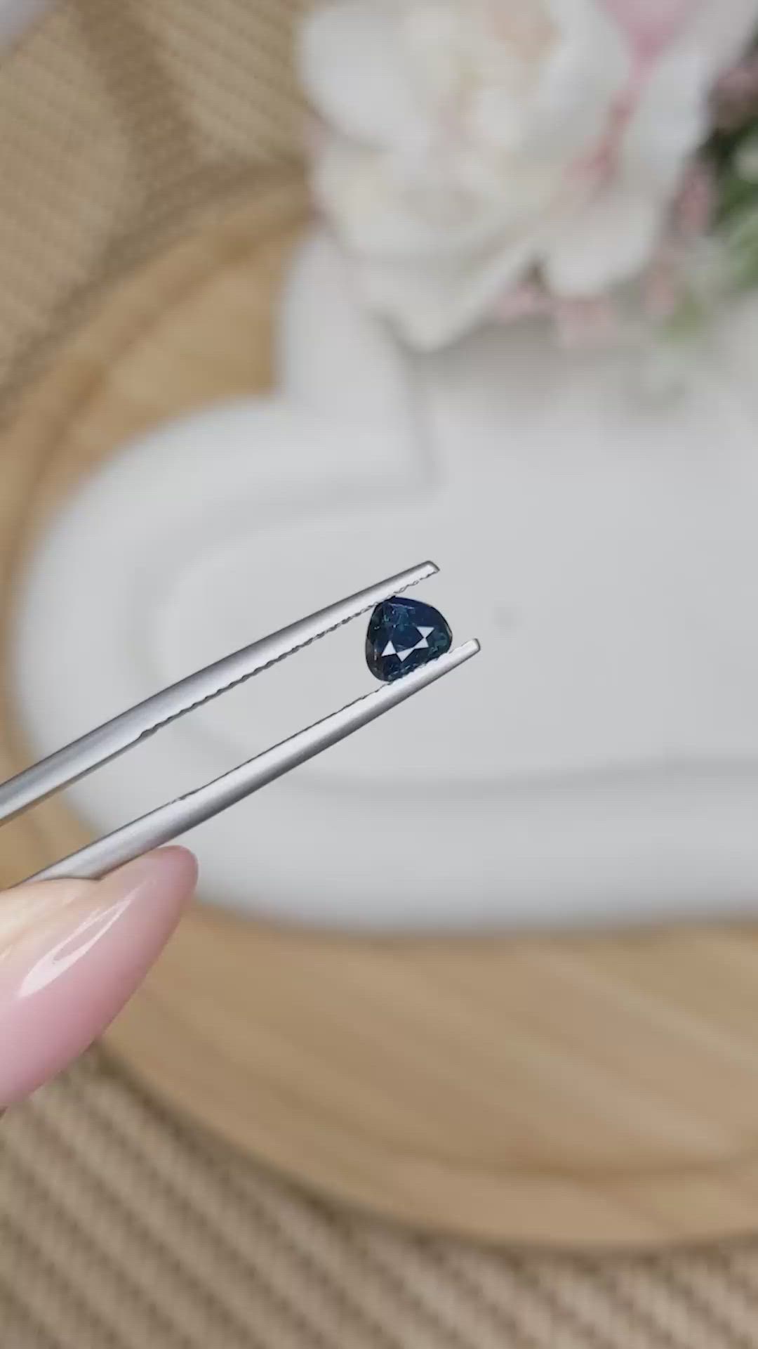 0.71 Ct. Greenish Blue Sapphire from Ceylon (Sri Lanka) Size Video