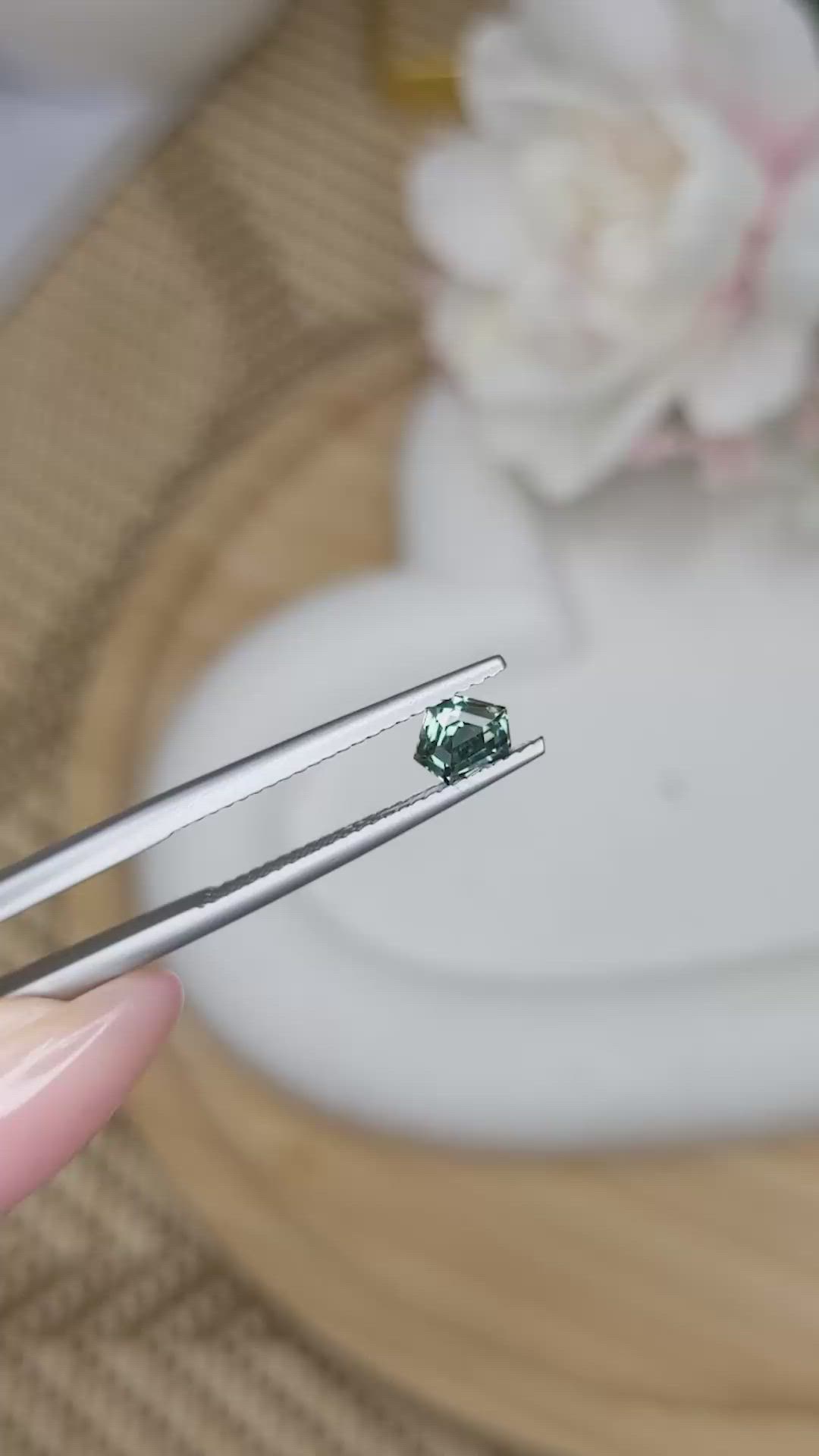 0.56 Ct. Bluish Green Sapphire from Madagascar Size Video