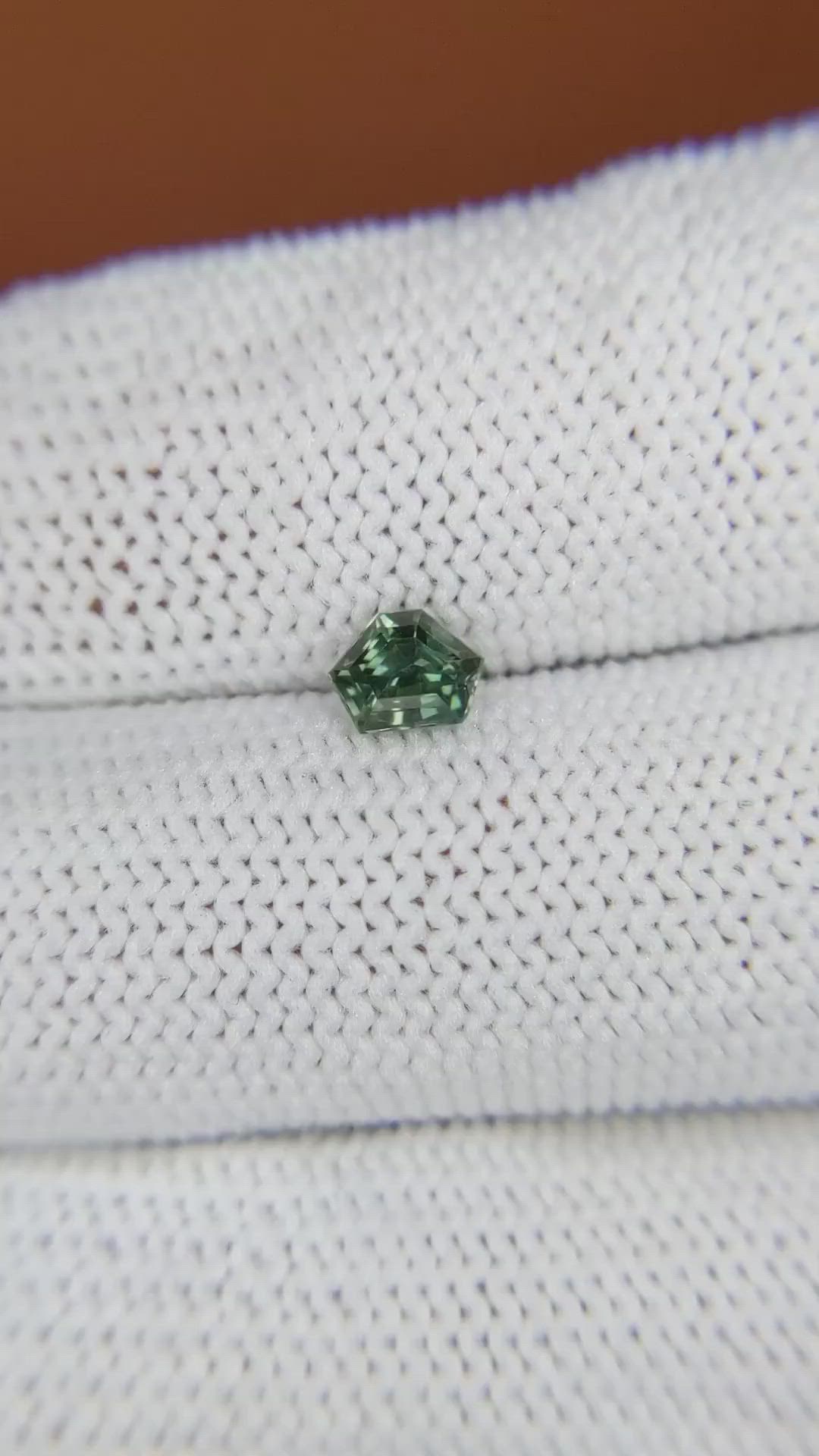 0.56 Ct. Bluish Green Sapphire from Madagascar Size Video