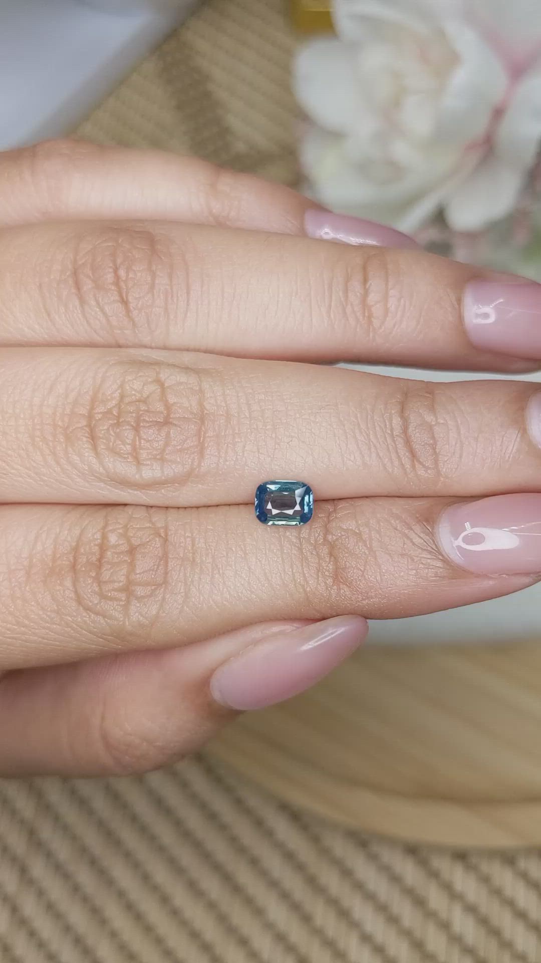 0.65 Ct. Bluish Green Sapphire from Madagascar Size Video