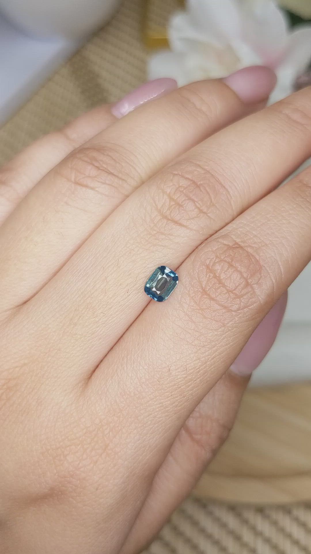 0.65 Ct. Bluish Green Sapphire from Madagascar Size Video