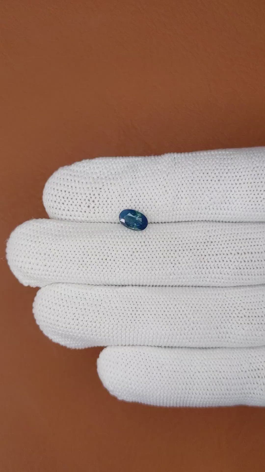 1.02 Ct. Greenish Blue Sapphire from Ceylon (Sri Lanka) Size Video