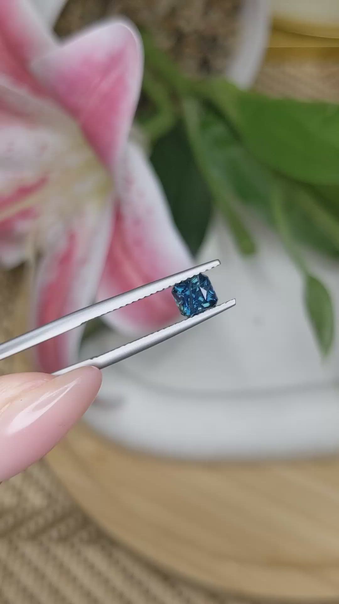 1.09 Ct. Greenish Blue Sapphire from Ceylon (Sri Lanka) Size Video