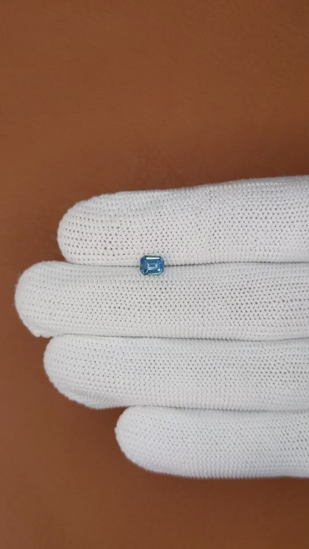 0.55 Ct. Greenish Blue Sapphire from Madagascar Size Video