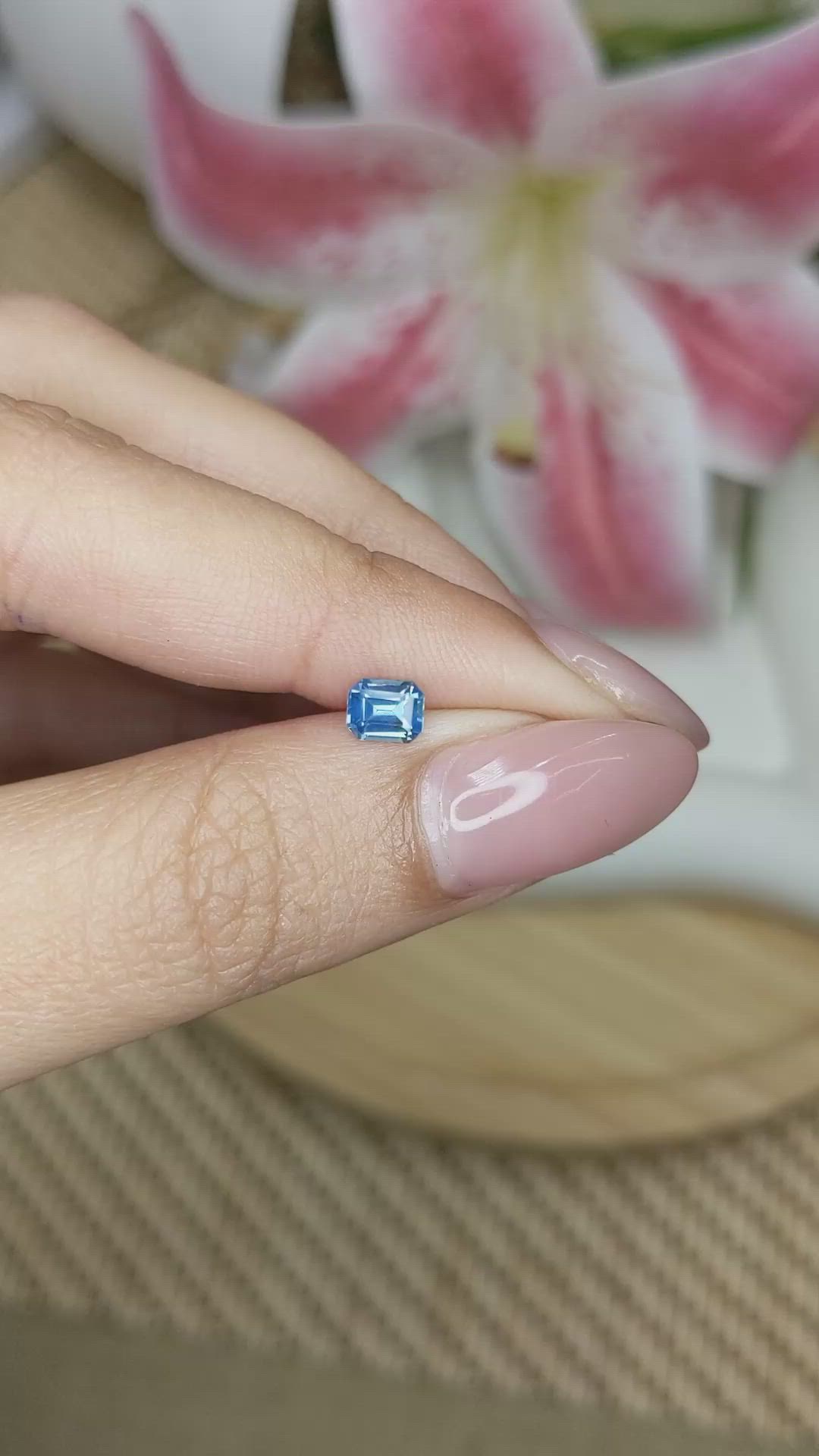 0.55 Ct. Greenish Blue Sapphire from Madagascar Size Video