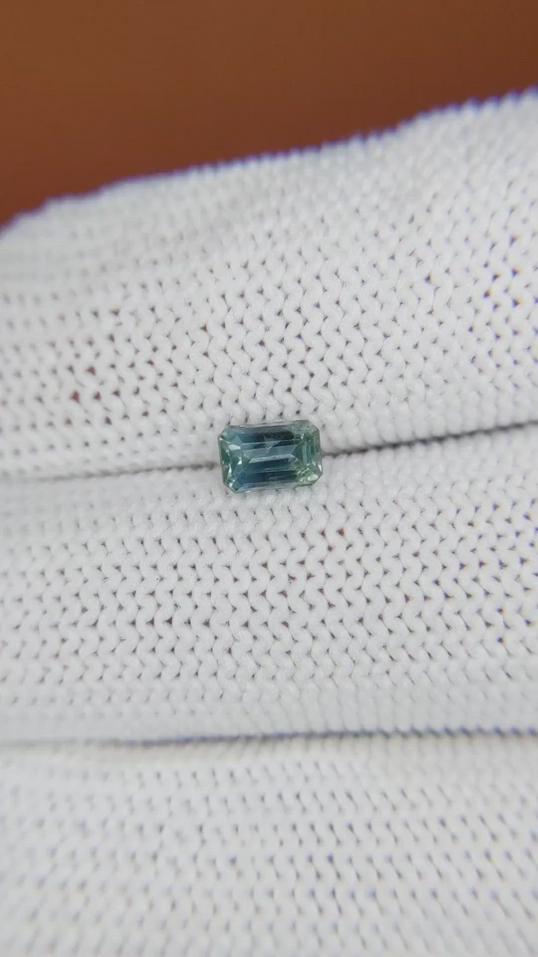 0.62 Ct. Greenish Blue Sapphire from Madagascar Size Video