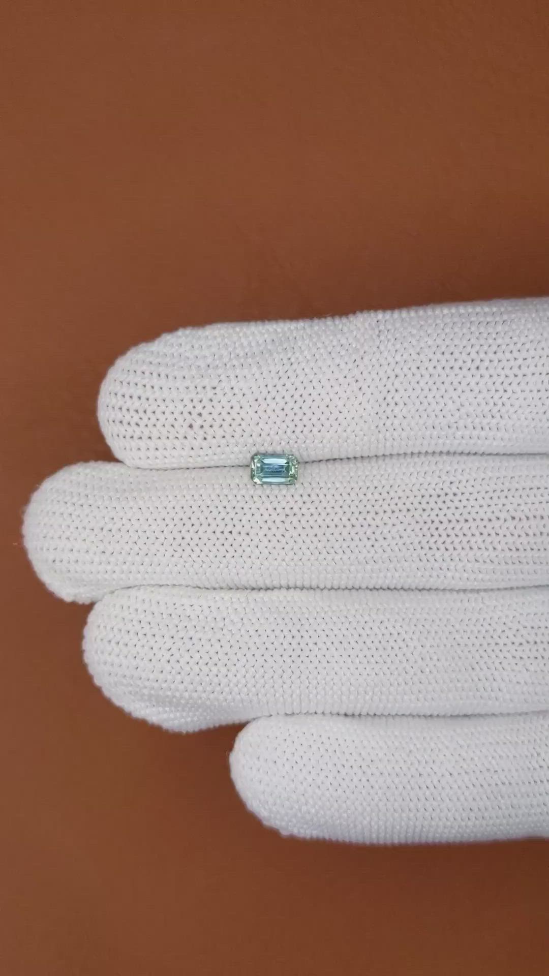 0.62 Ct. Greenish Blue Sapphire from Madagascar Size Video