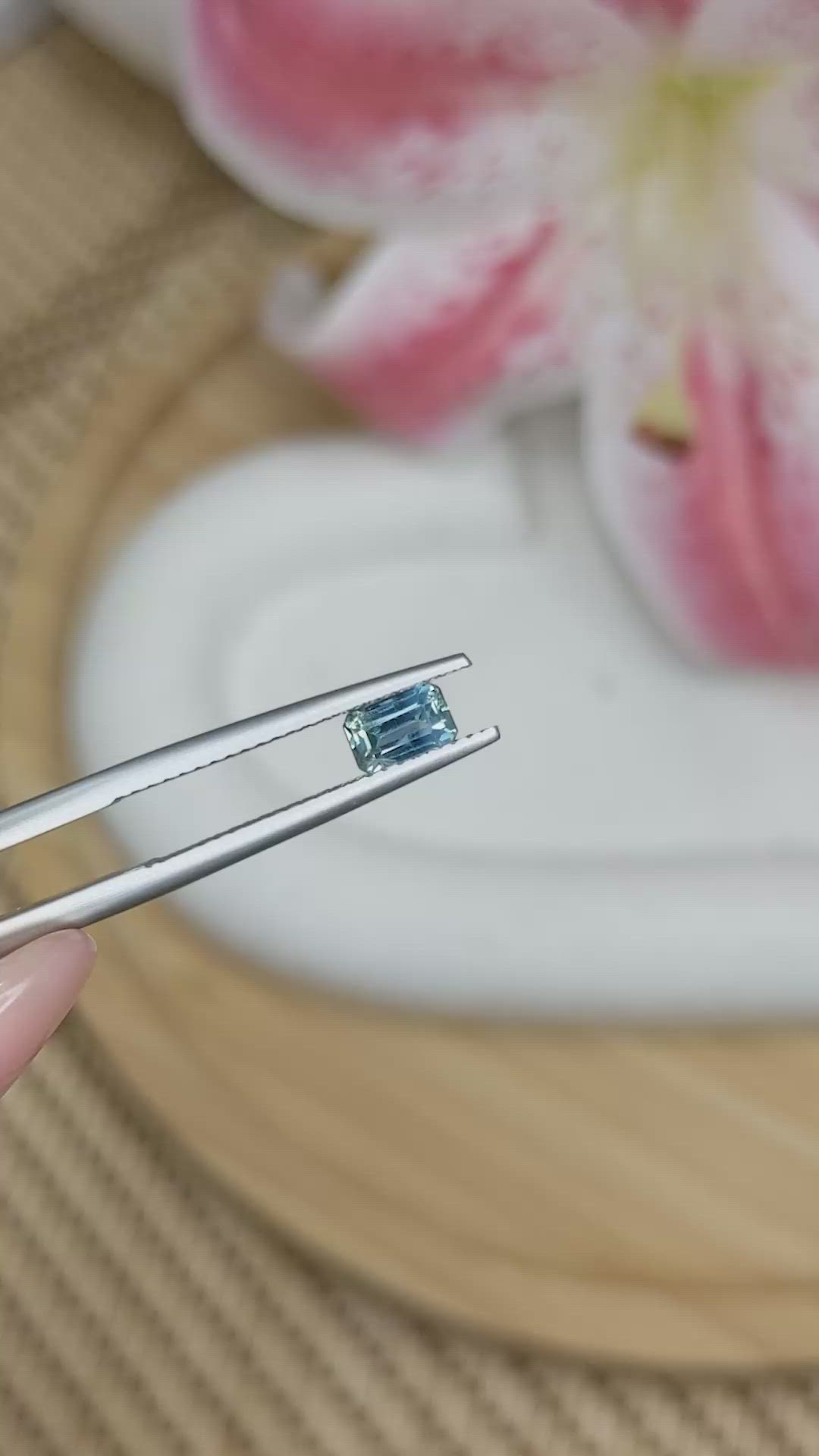 0.62 Ct. Greenish Blue Sapphire from Madagascar Size Video