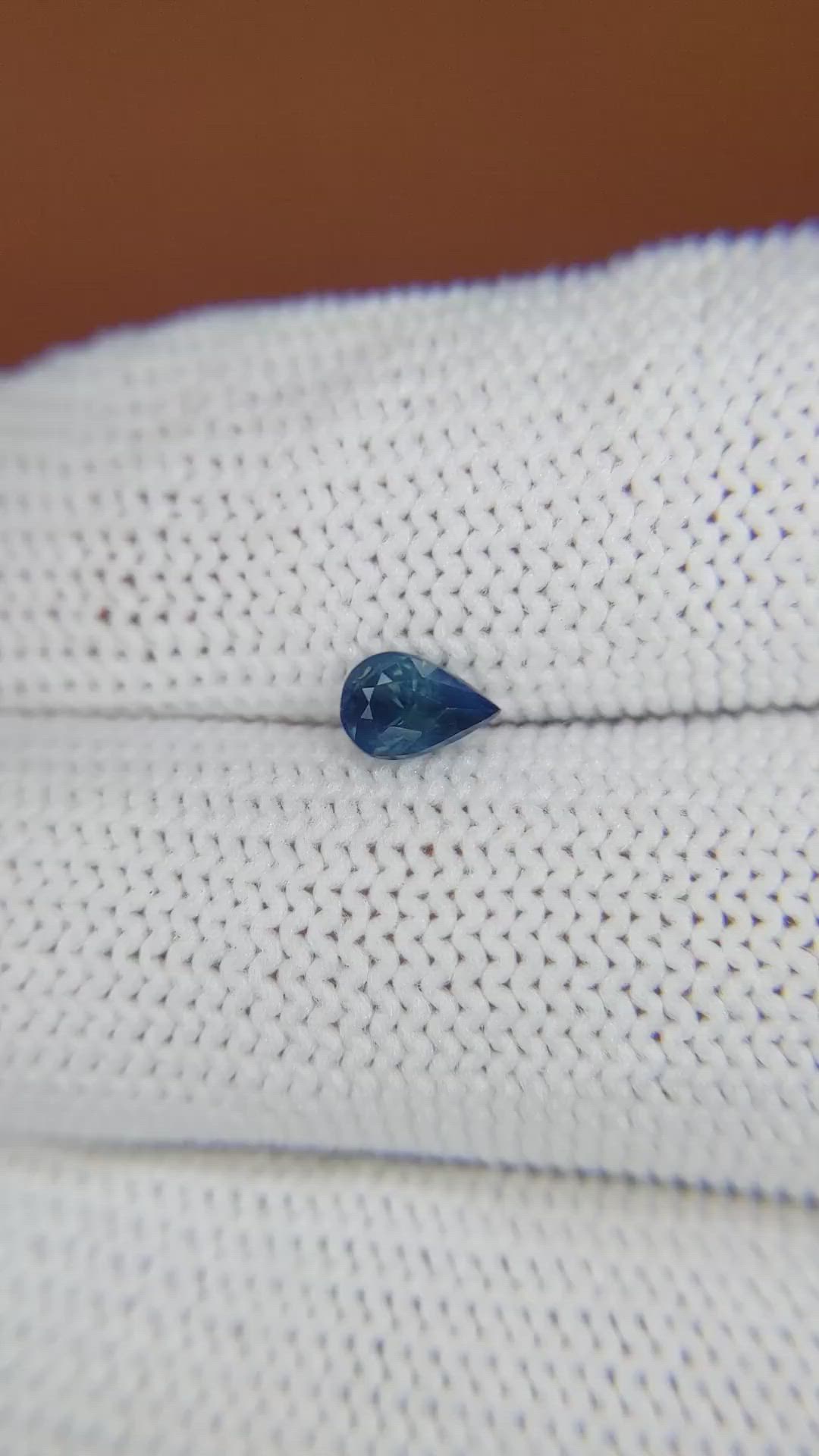 0.54 Ct. Greenish Blue Sapphire from Ceylon (Sri Lanka) Size Video