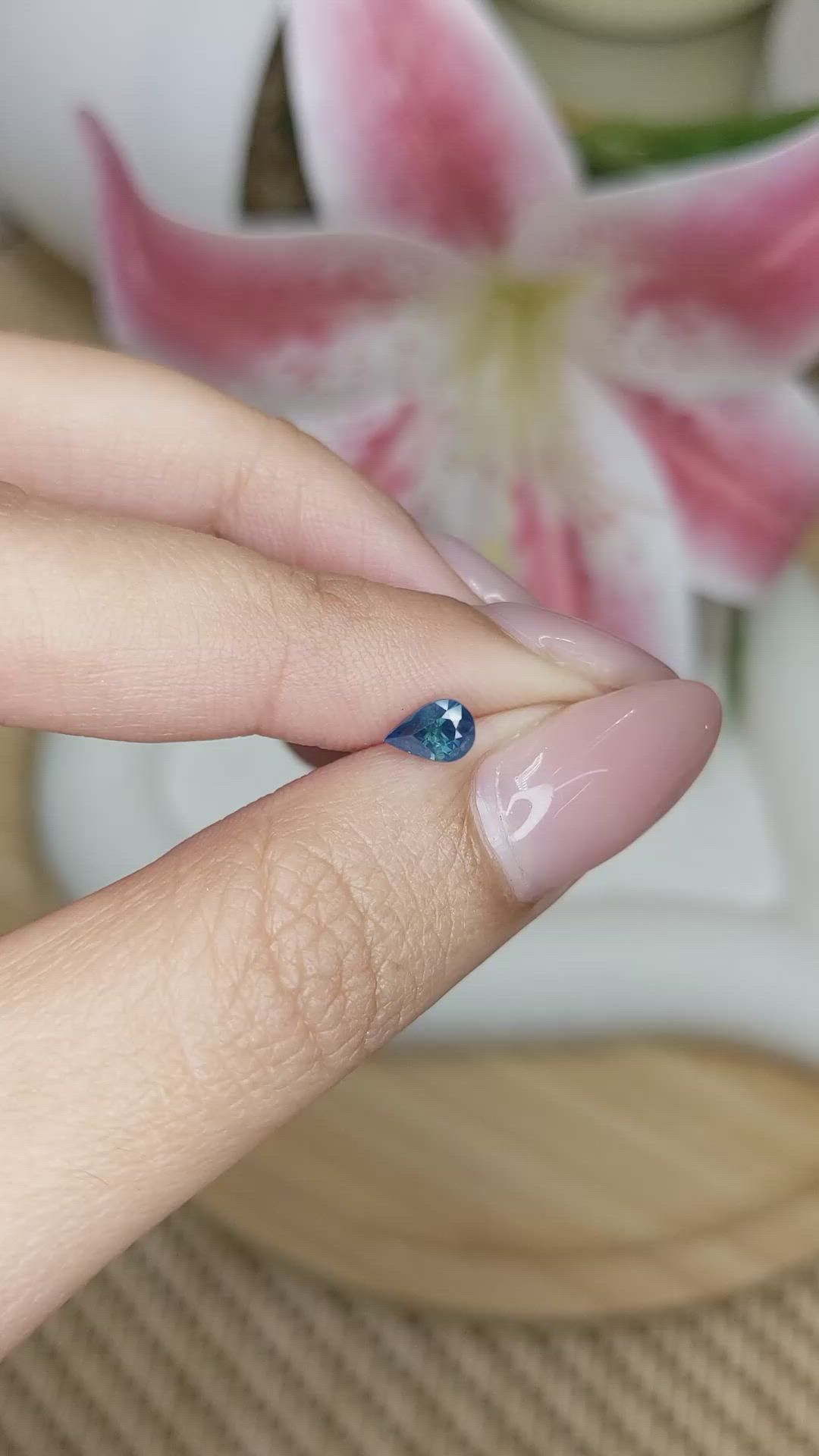 0.54 Ct. Greenish Blue Sapphire from Ceylon (Sri Lanka) Size Video