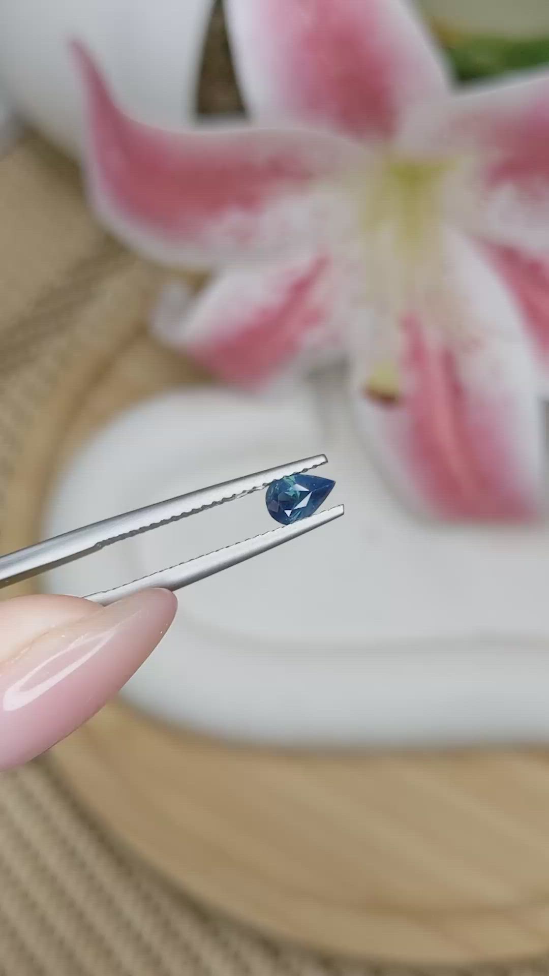0.54 Ct. Greenish Blue Sapphire from Ceylon (Sri Lanka) Size Video