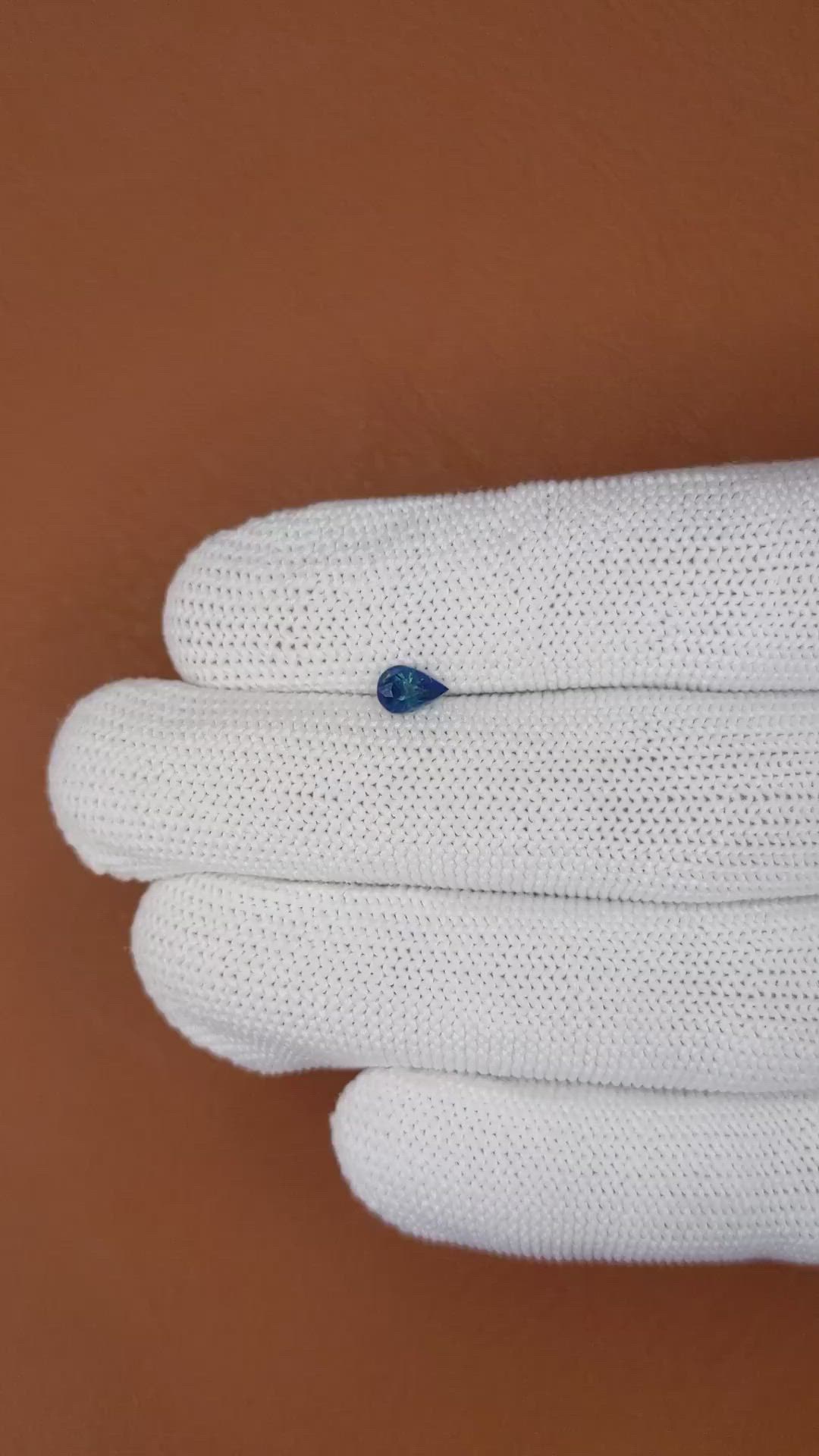0.54 Ct. Greenish Blue Sapphire from Ceylon (Sri Lanka) Size Video