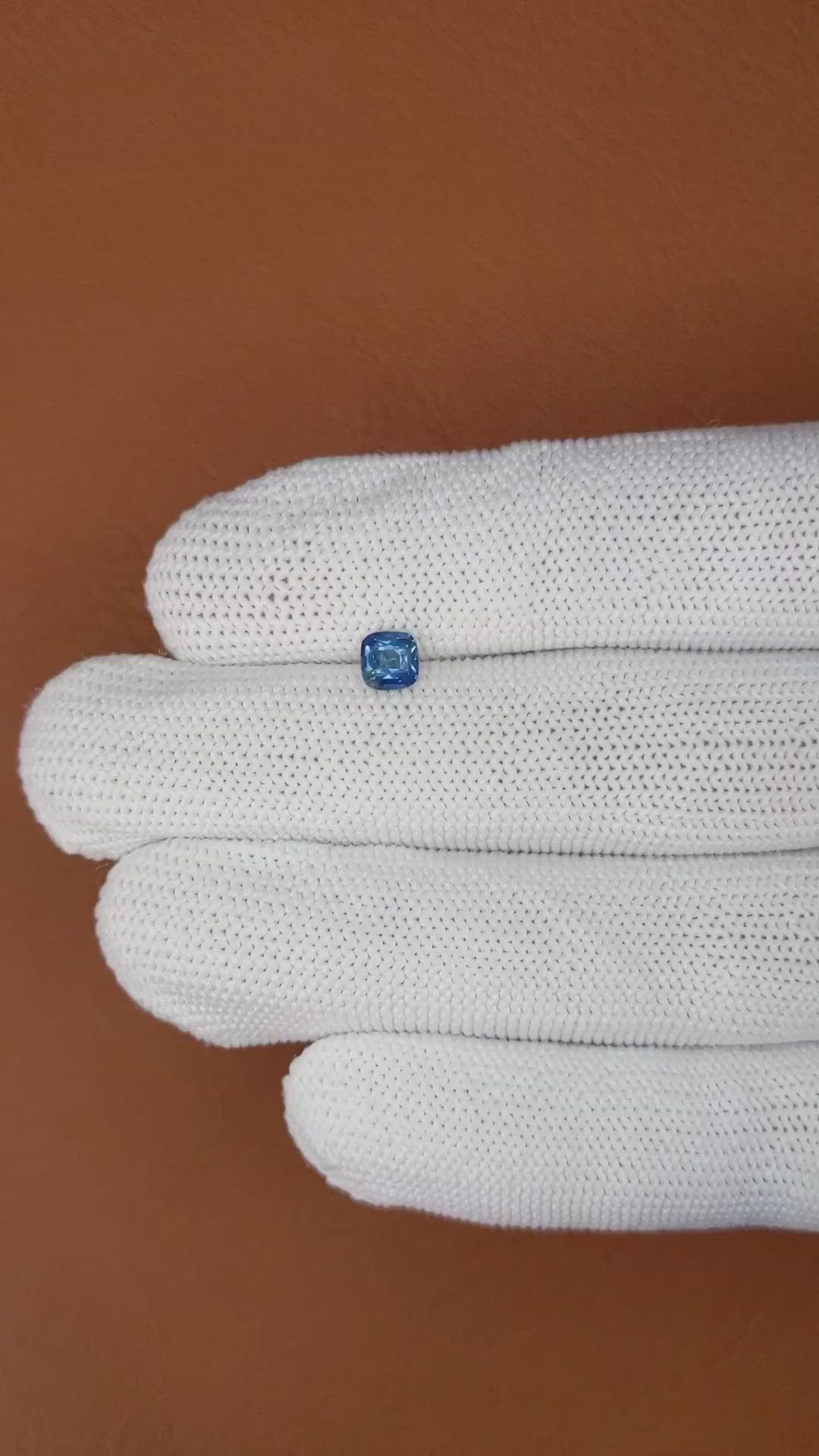 0.57 Ct. Greenish Blue Sapphire from Madagascar Size Video