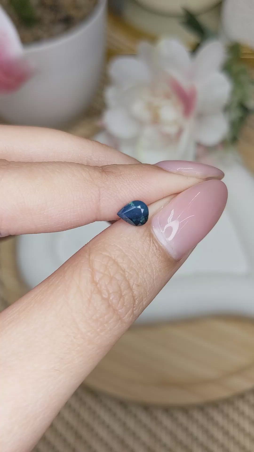 0.68 Ct. Greenish Blue Sapphire from Madagascar Size Video