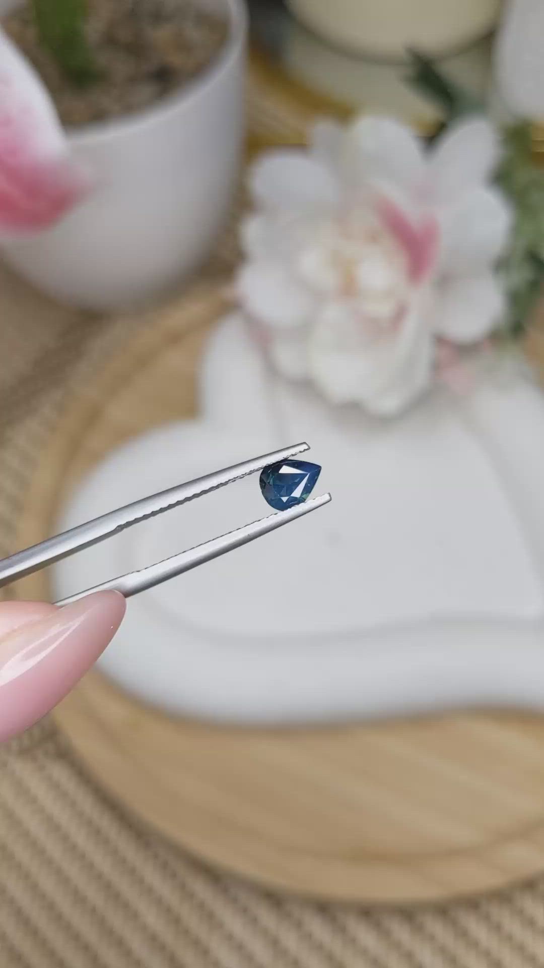 0.68 Ct. Greenish Blue Sapphire from Madagascar Size Video