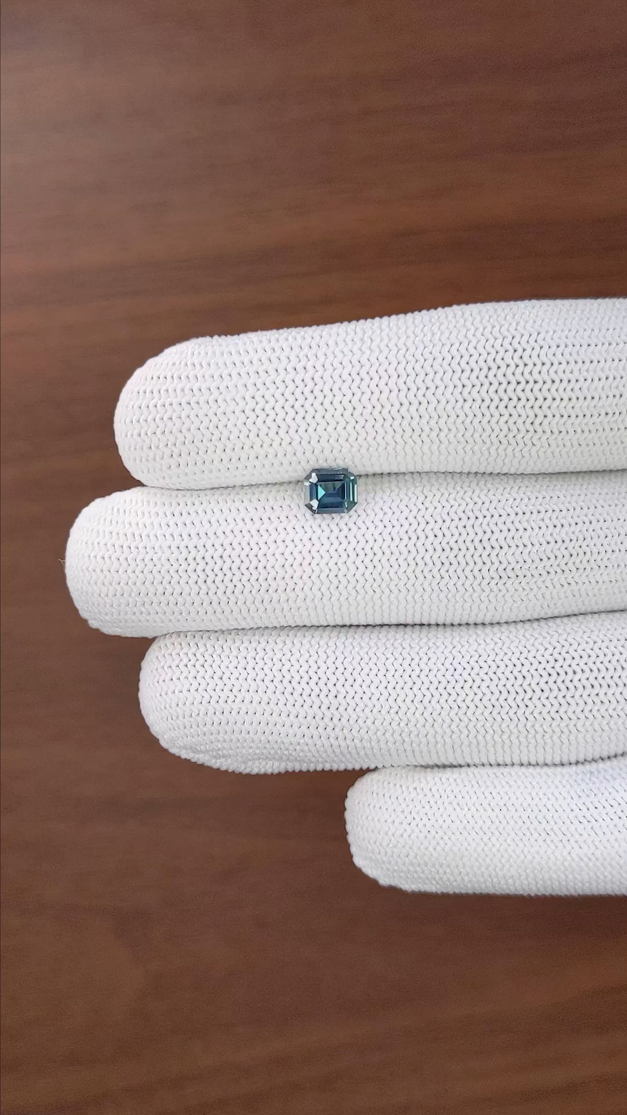 1.06 Ct. Bluish Green Sapphire from Madagascar Size Video