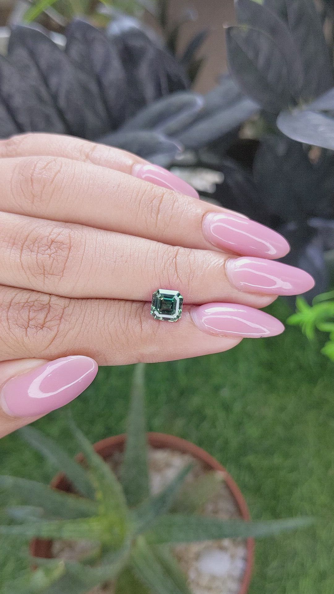 1.63 Ct. Bluish Green Sapphire from Madagascar Size Video