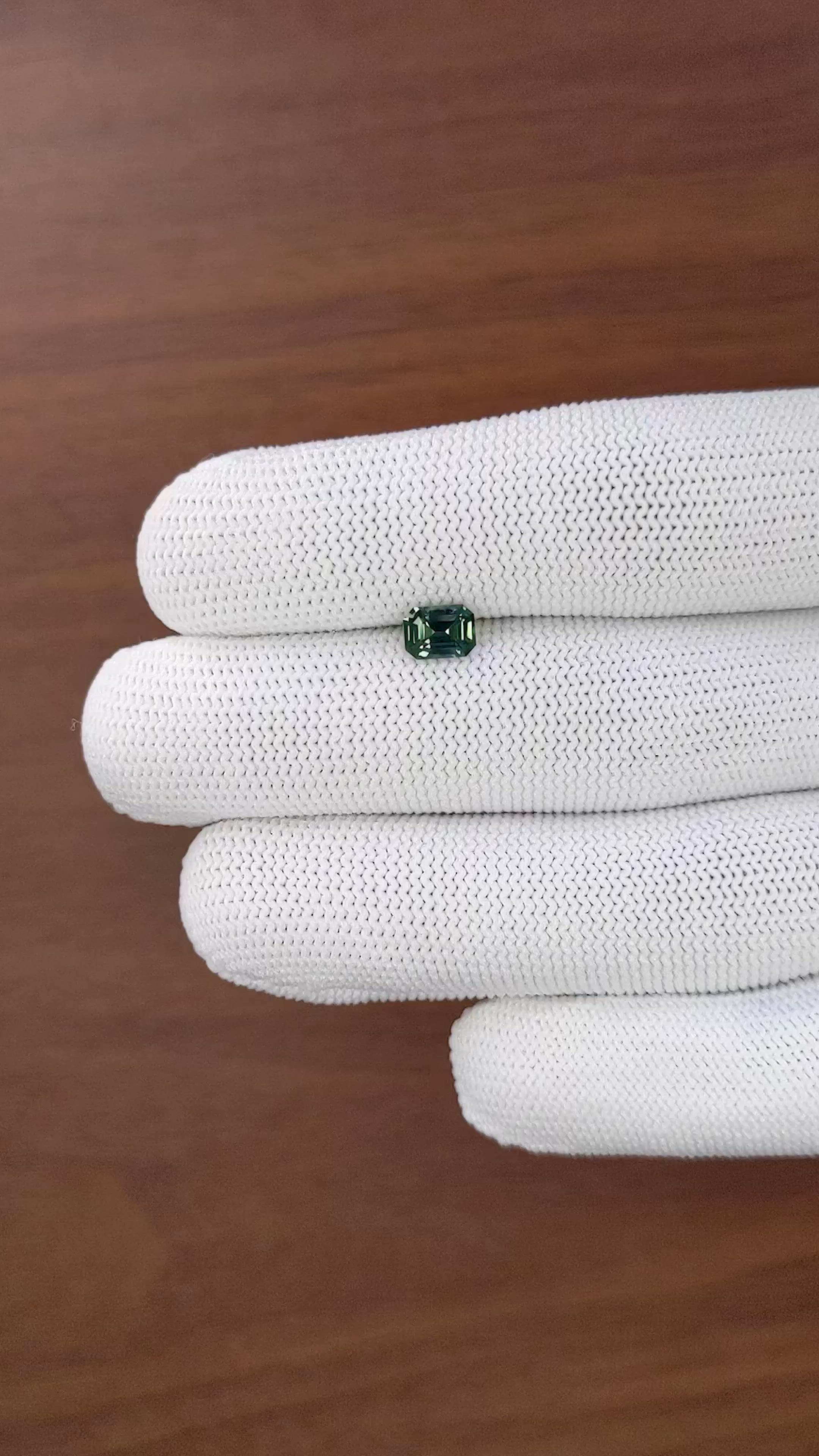 1.01 Ct. Bluish Green Sapphire from Madagascar Size Video