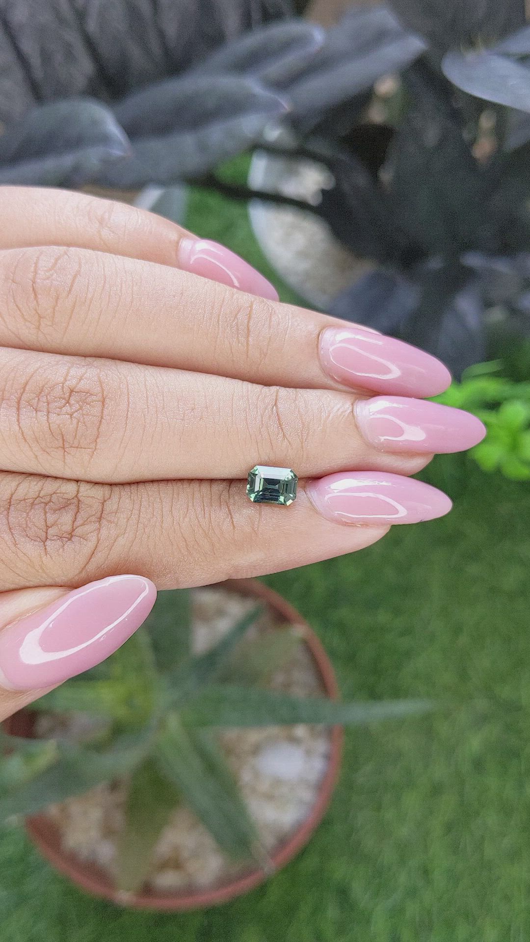1.01 Ct. Bluish Green Sapphire from Madagascar Size Video