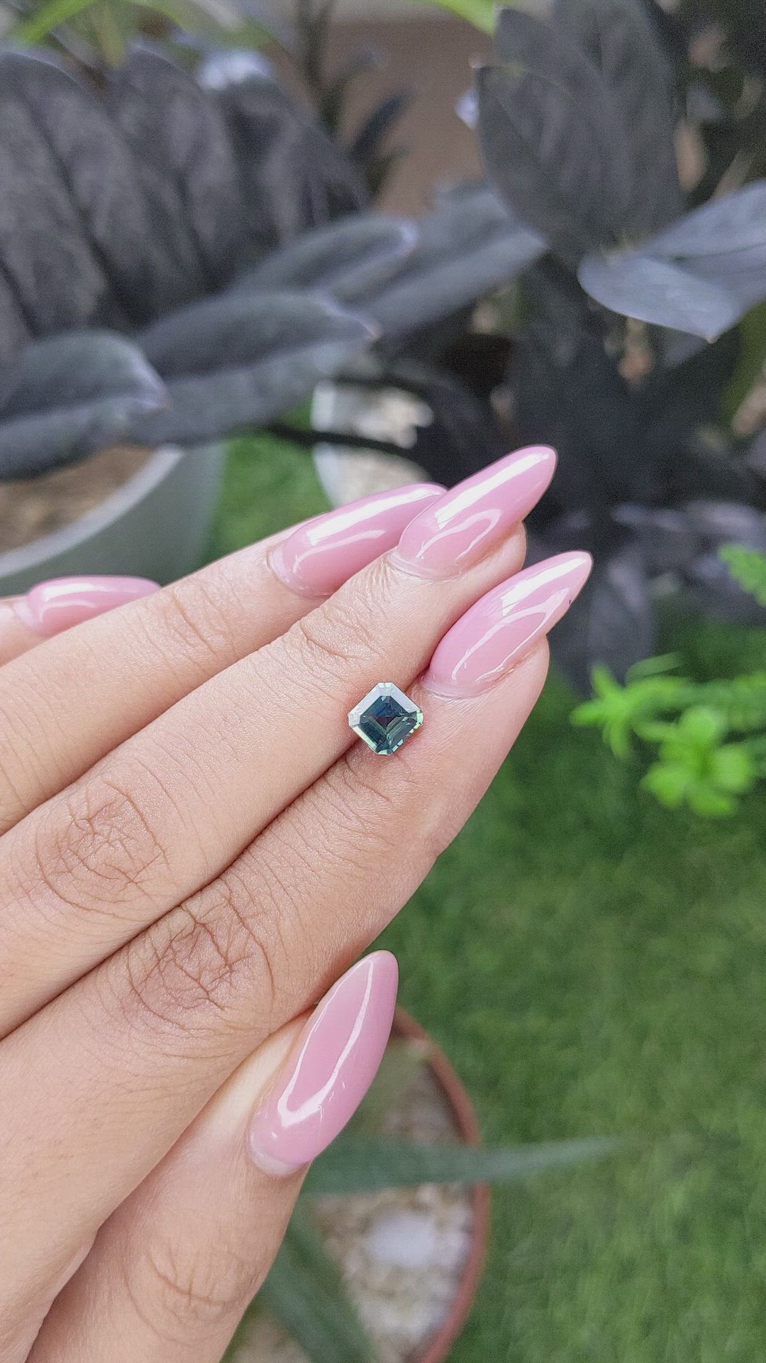 1.09 Ct. Bluish Green Sapphire from Madagascar Size Video