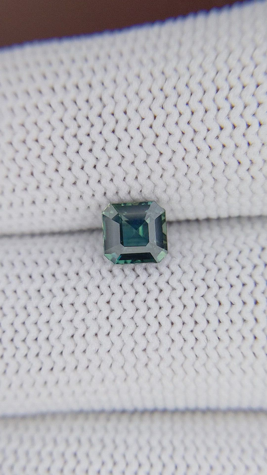 1.09 Ct. Bluish Green Sapphire from Madagascar Size Video