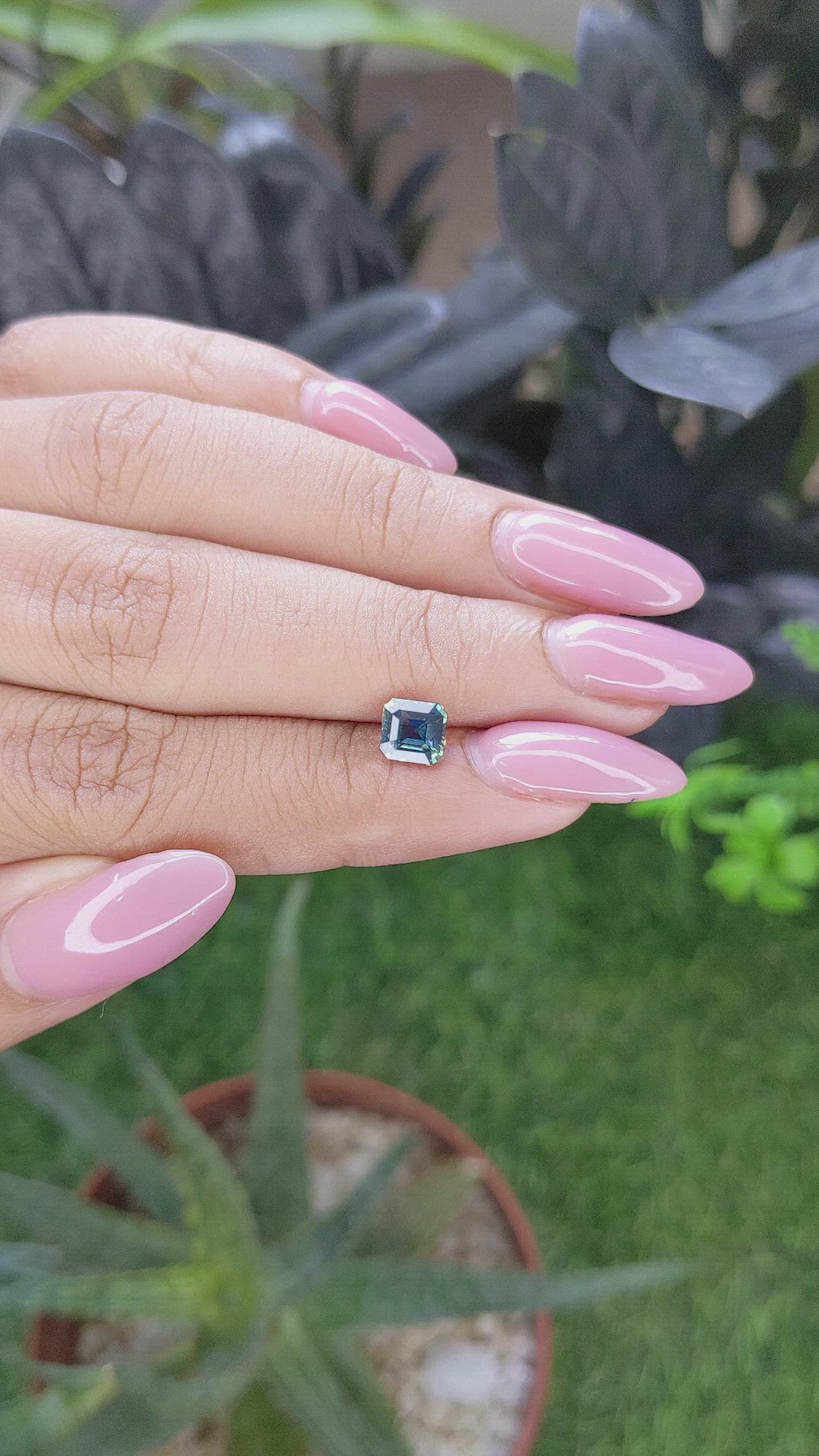 1.09 Ct. Bluish Green Sapphire from Madagascar Size Video