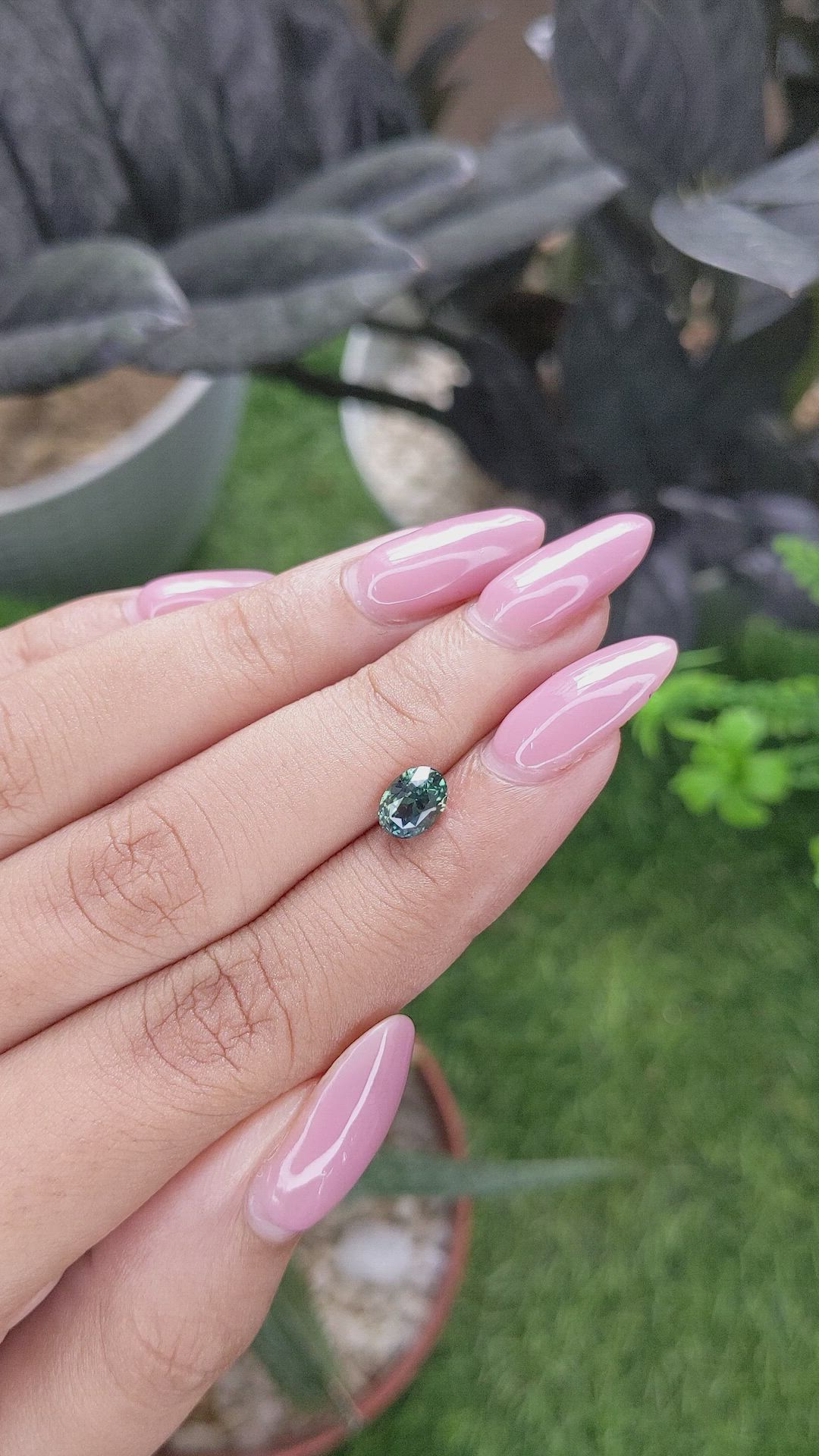 1.27 Ct. Bluish Green Sapphire from Madagascar Size Video