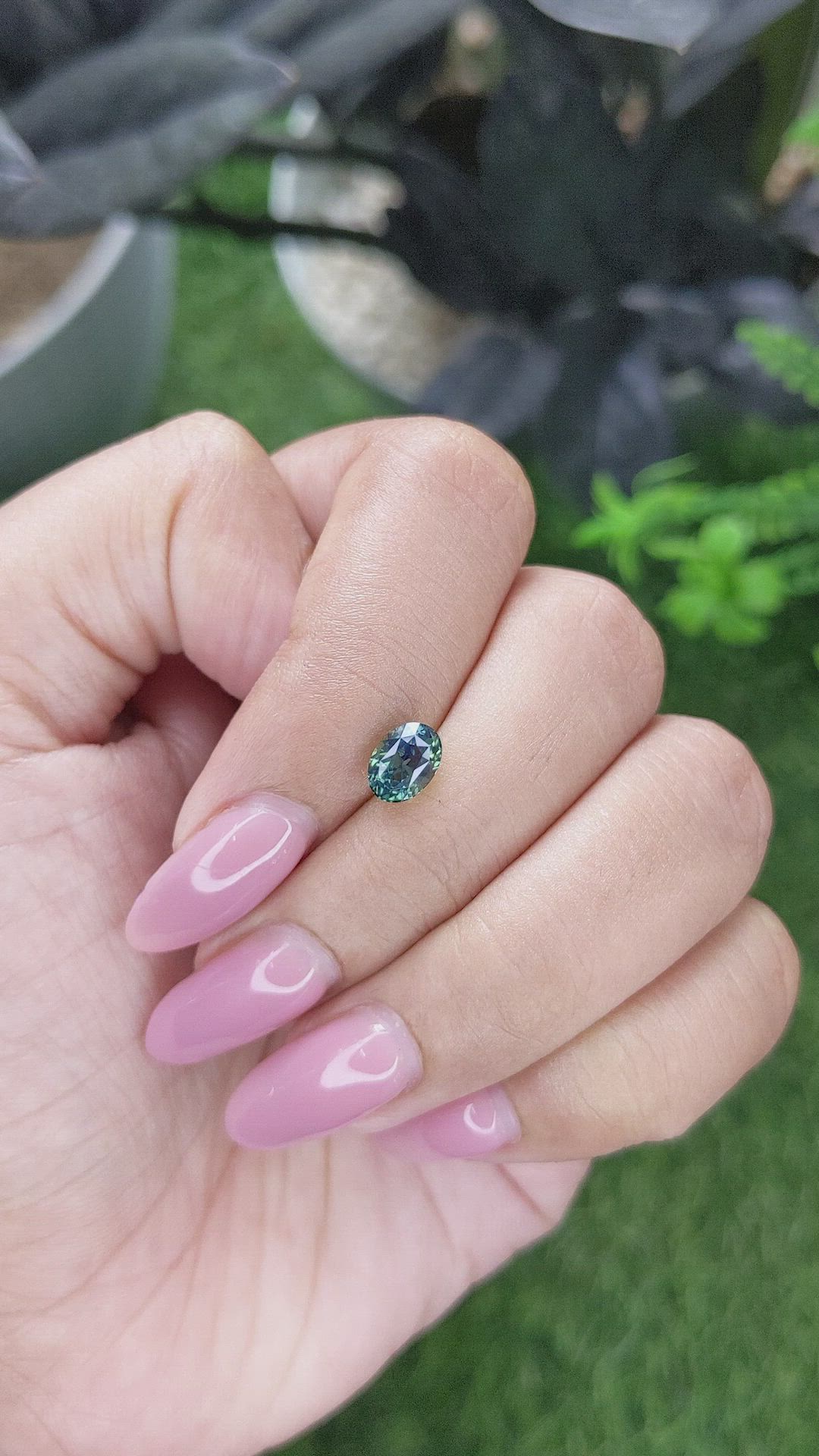 1.27 Ct. Bluish Green Sapphire from Madagascar Size Video