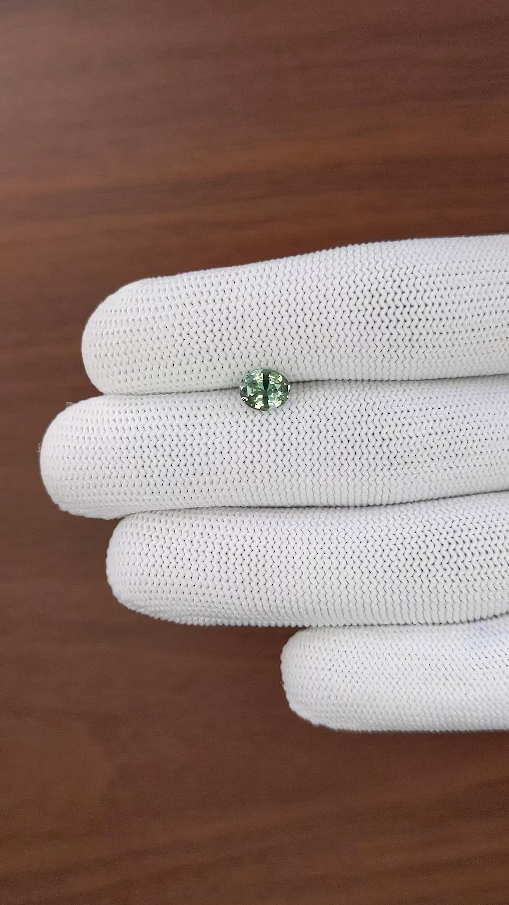 1.31 Ct. Bluish Green Sapphire from Madagascar Size Video