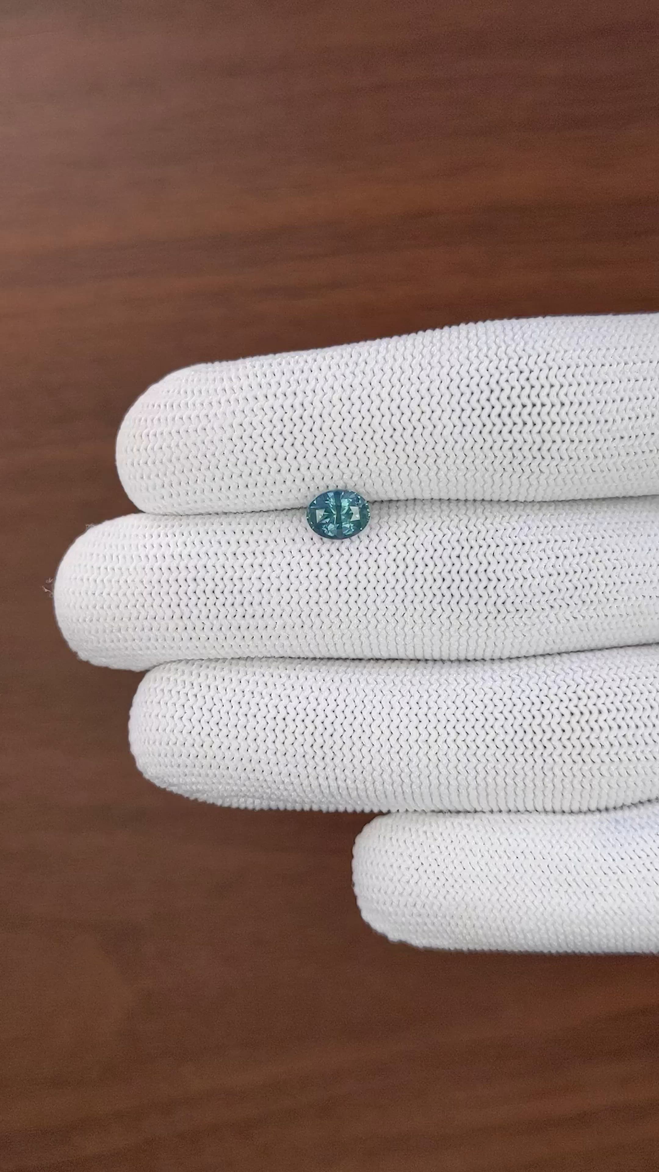 1.20 Ct. Greenish Blue Sapphire from Madagascar Size Video