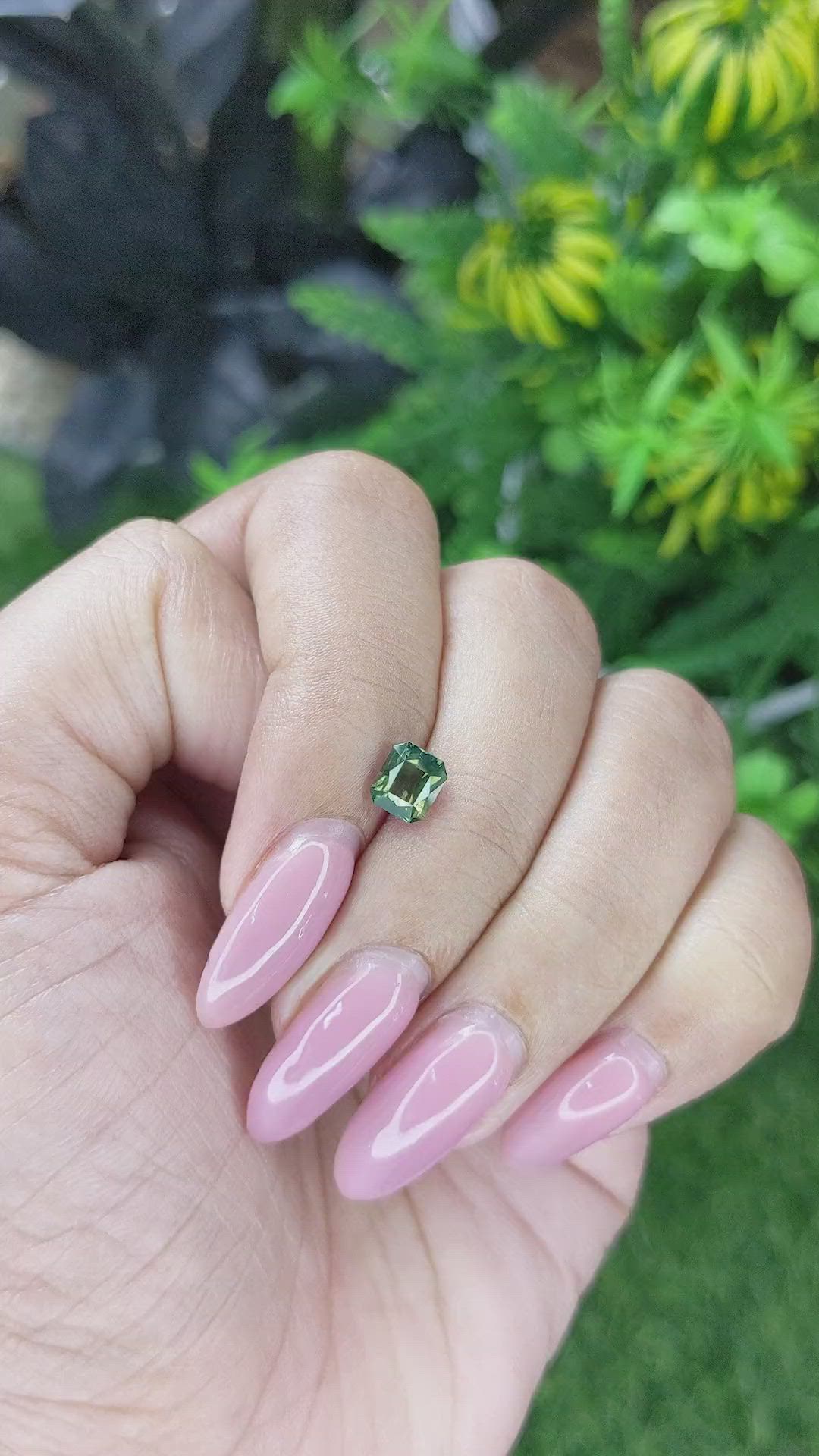 1.09 Ct. Yellowish Green Sapphire from Australia Size Video