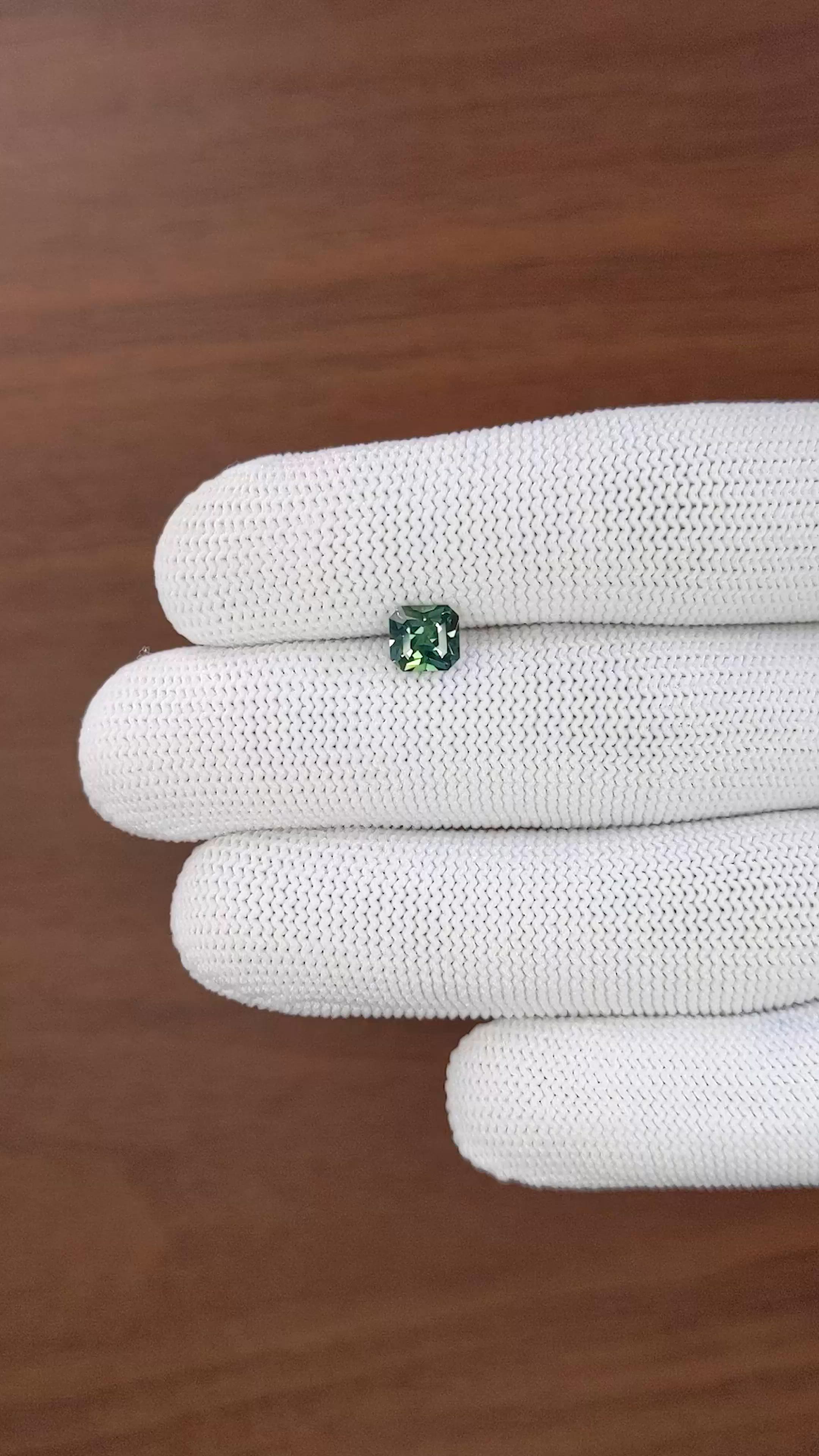 1.19 Ct. Bluish Green Sapphire from Madagascar Size Video