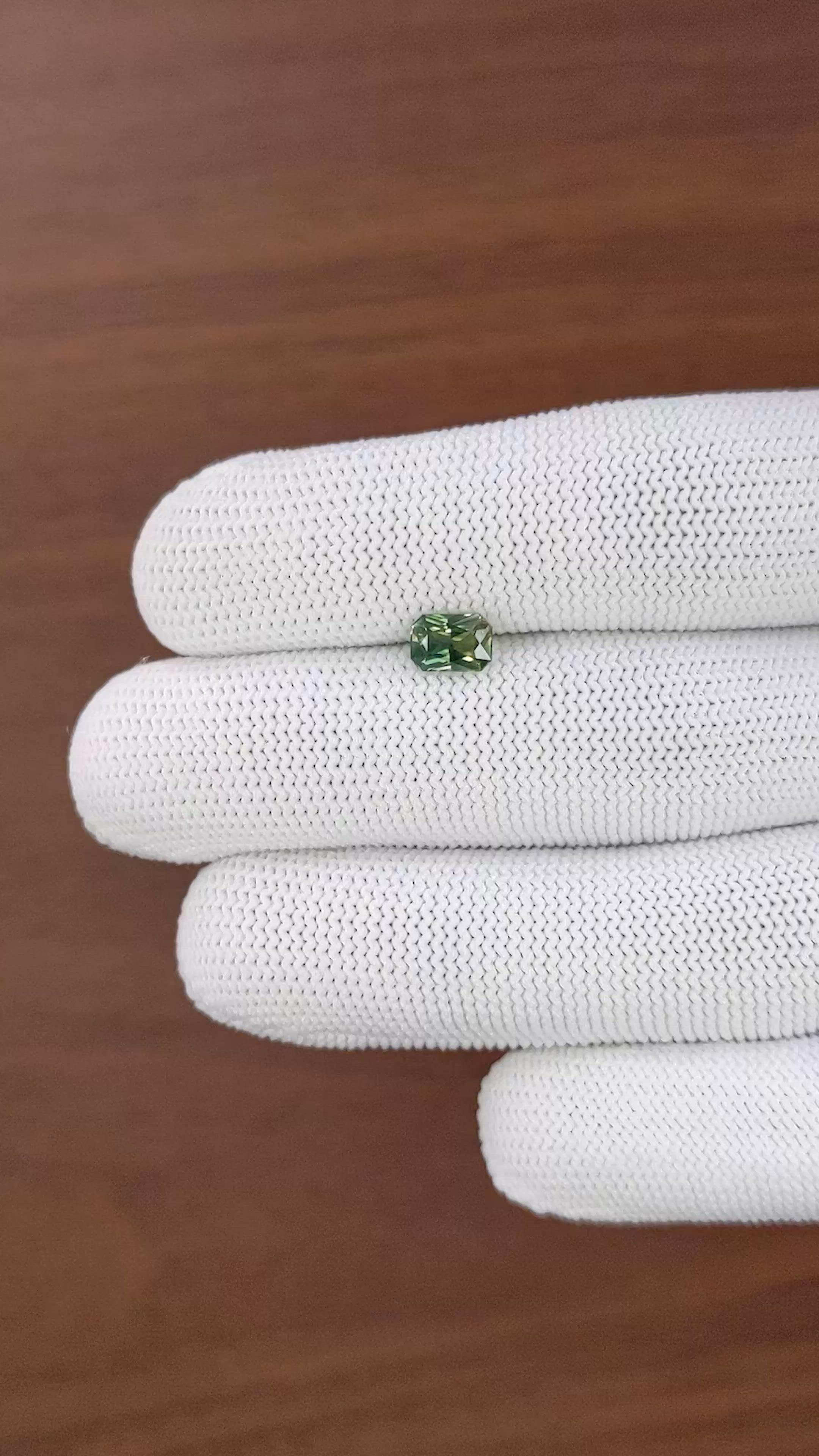 1.05 Ct. Yellowish Green Sapphire from Madagascar Size Video