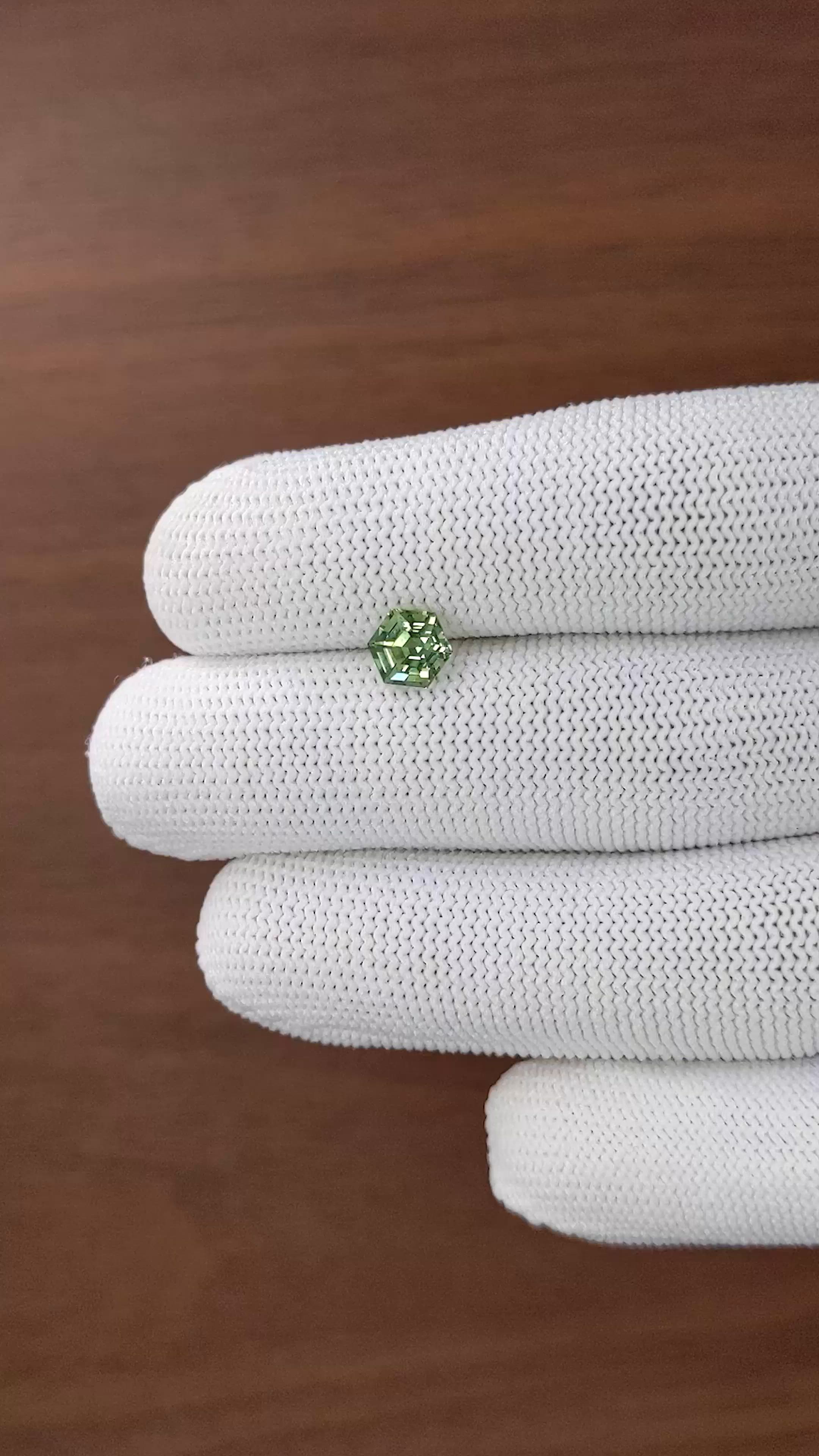 1.39 Ct. Bluish Green Sapphire from Madagascar Size Video