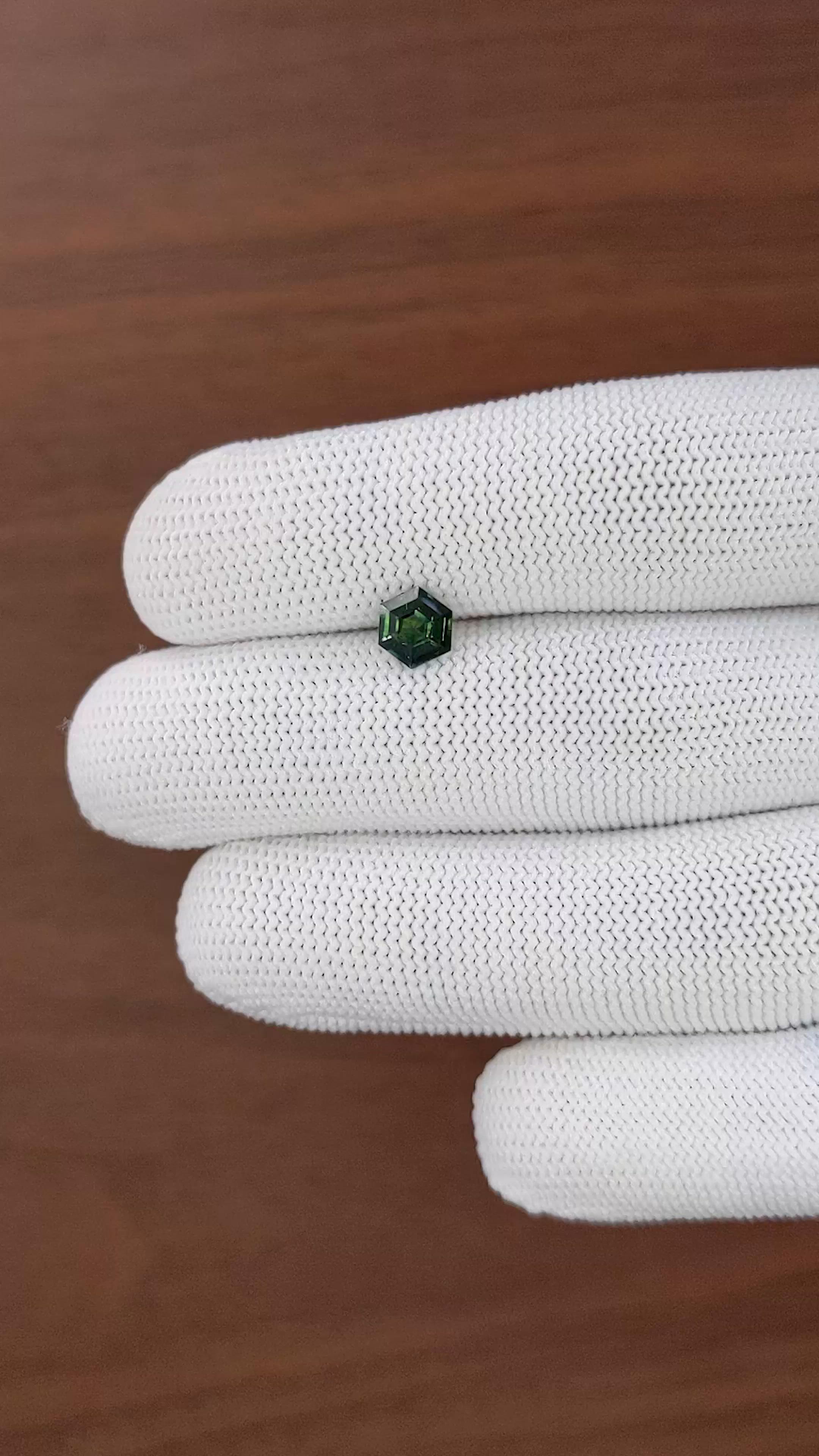 1.11 Ct. Bluish Green Sapphire from Australia Size Video