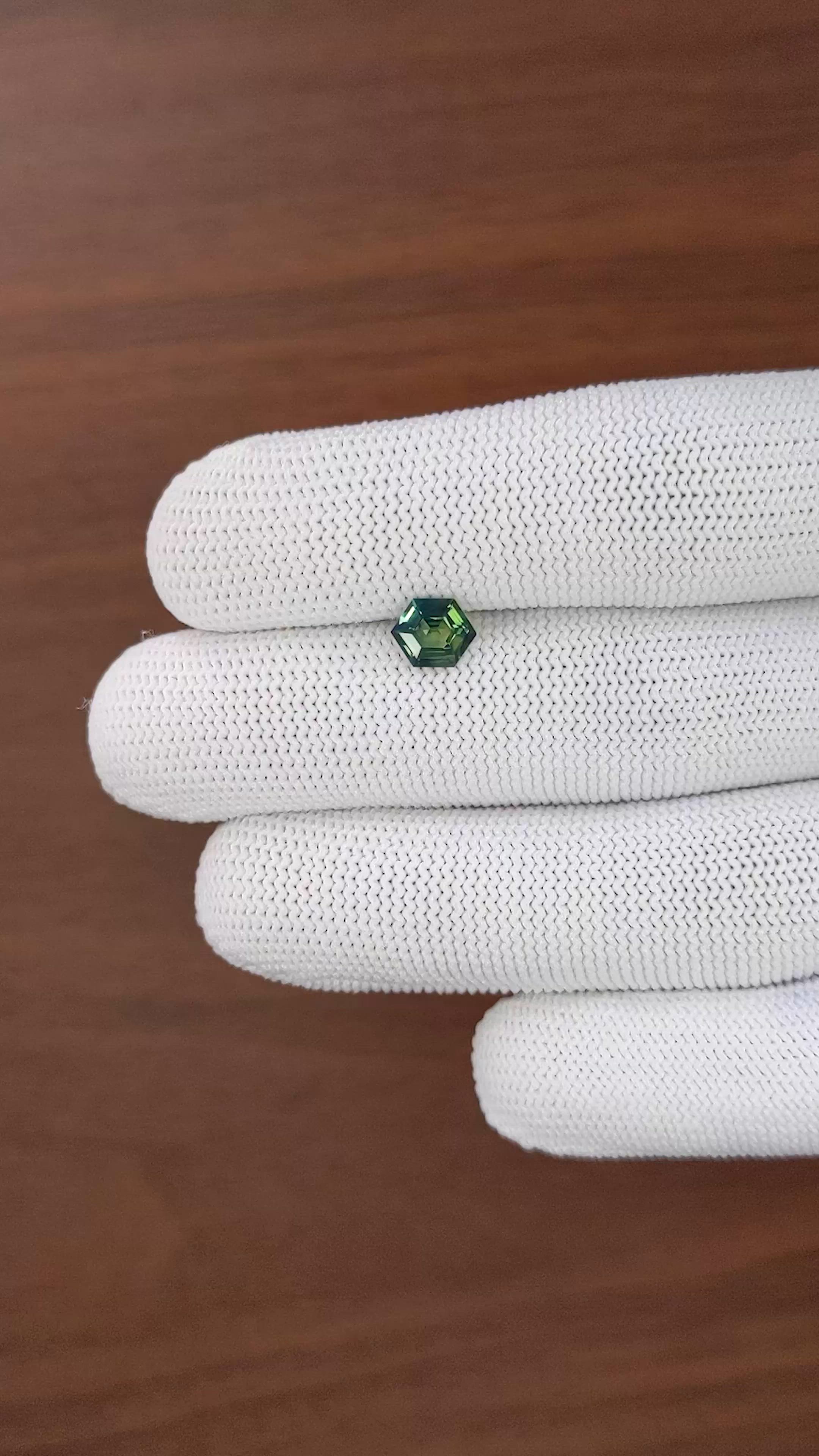 1.05 Ct. Bluish Green Sapphire from Australia Size Video