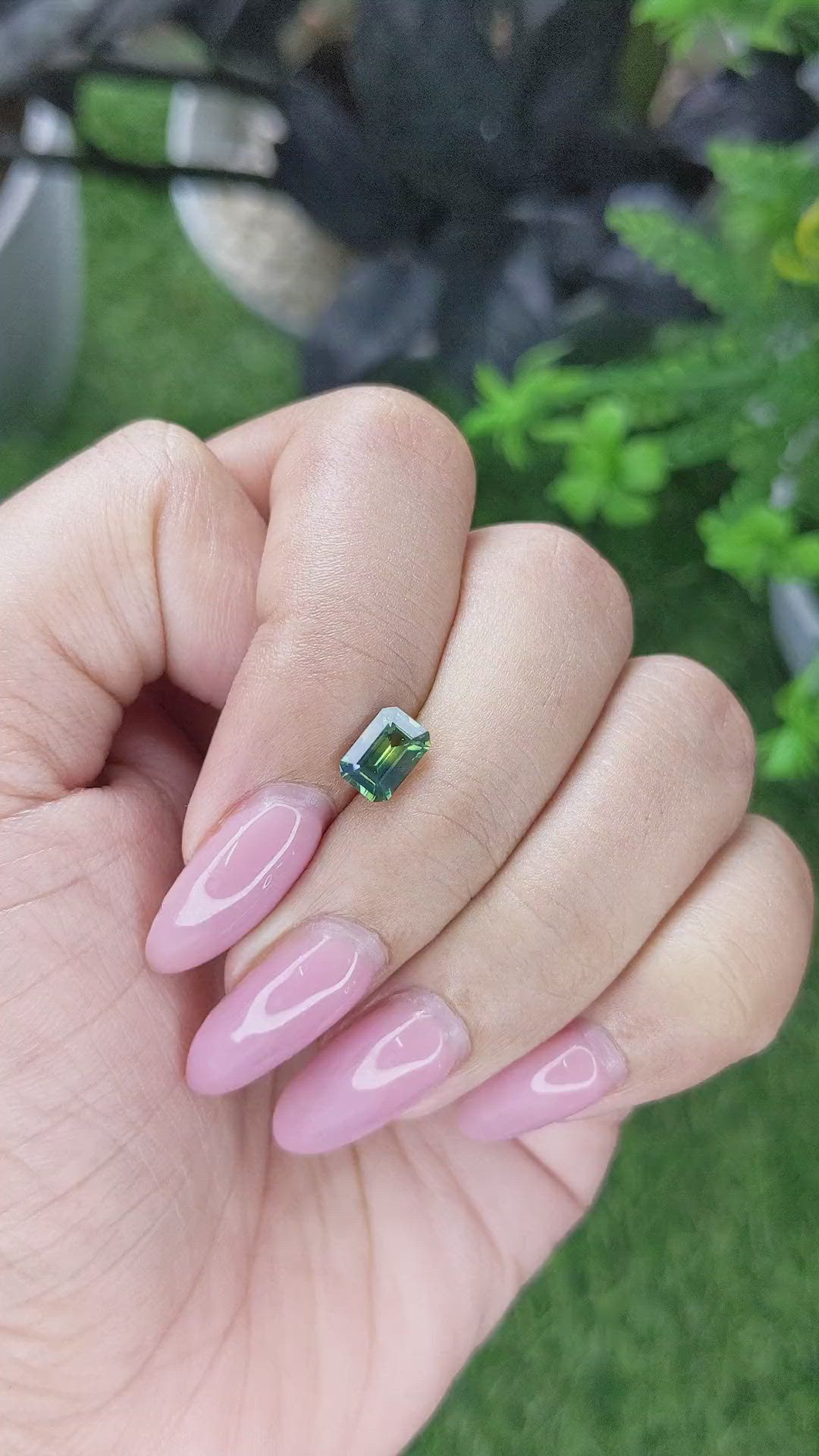 1.12 Ct. Bluish Green Sapphire from Australia Size Video