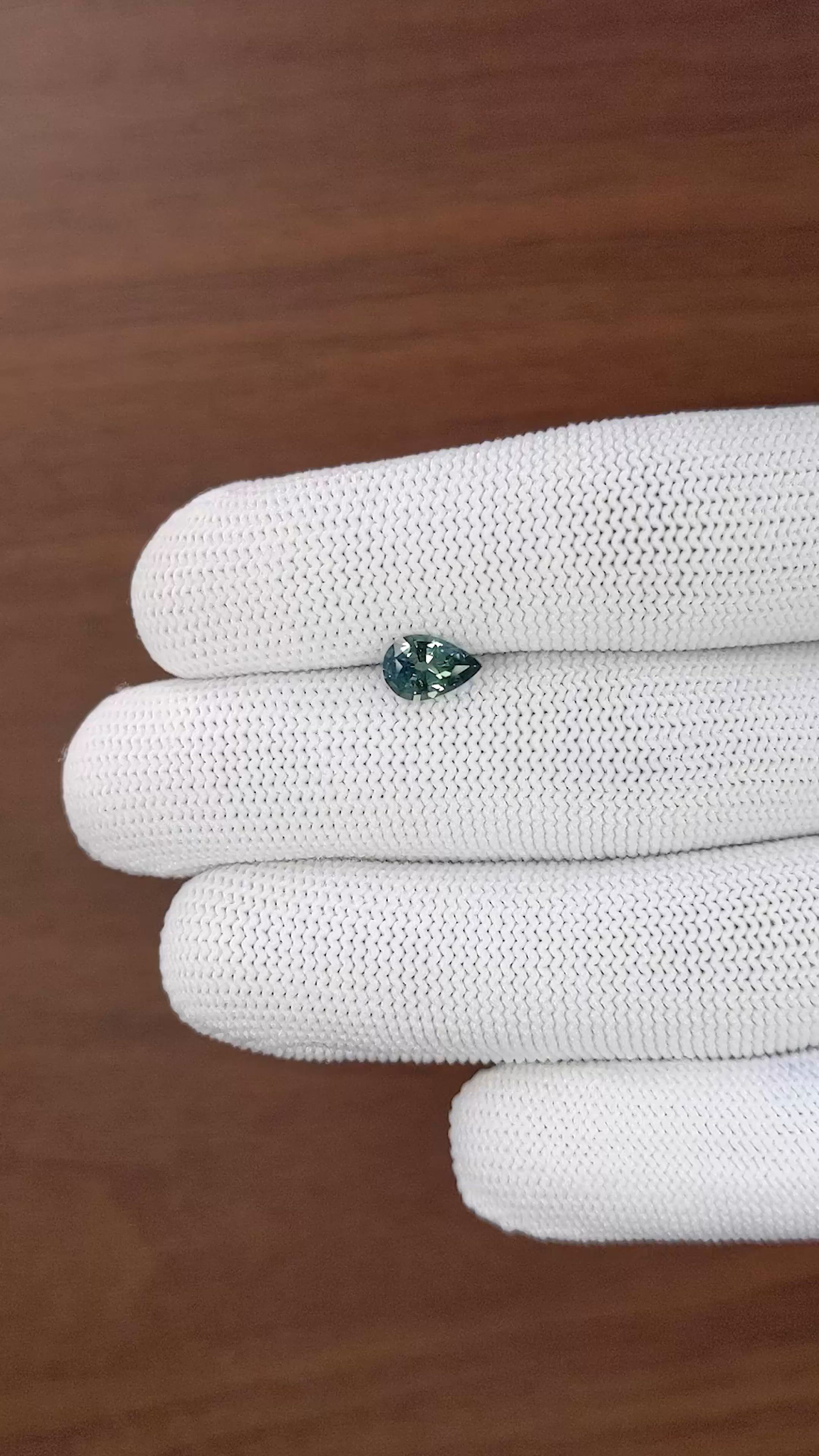 1.12 Ct. Greenish Blue Sapphire from Madagascar Size Video