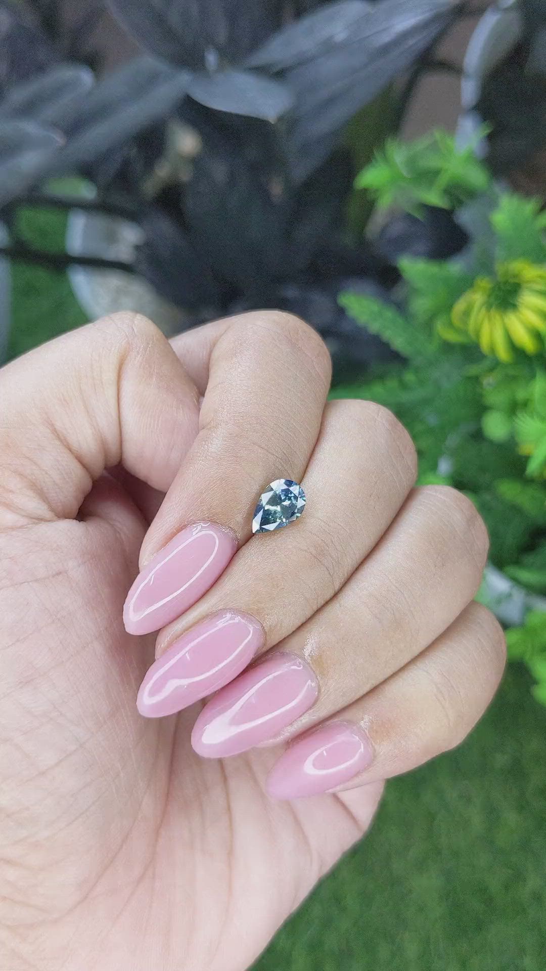 1.12 Ct. Greenish Blue Sapphire from Madagascar Size Video